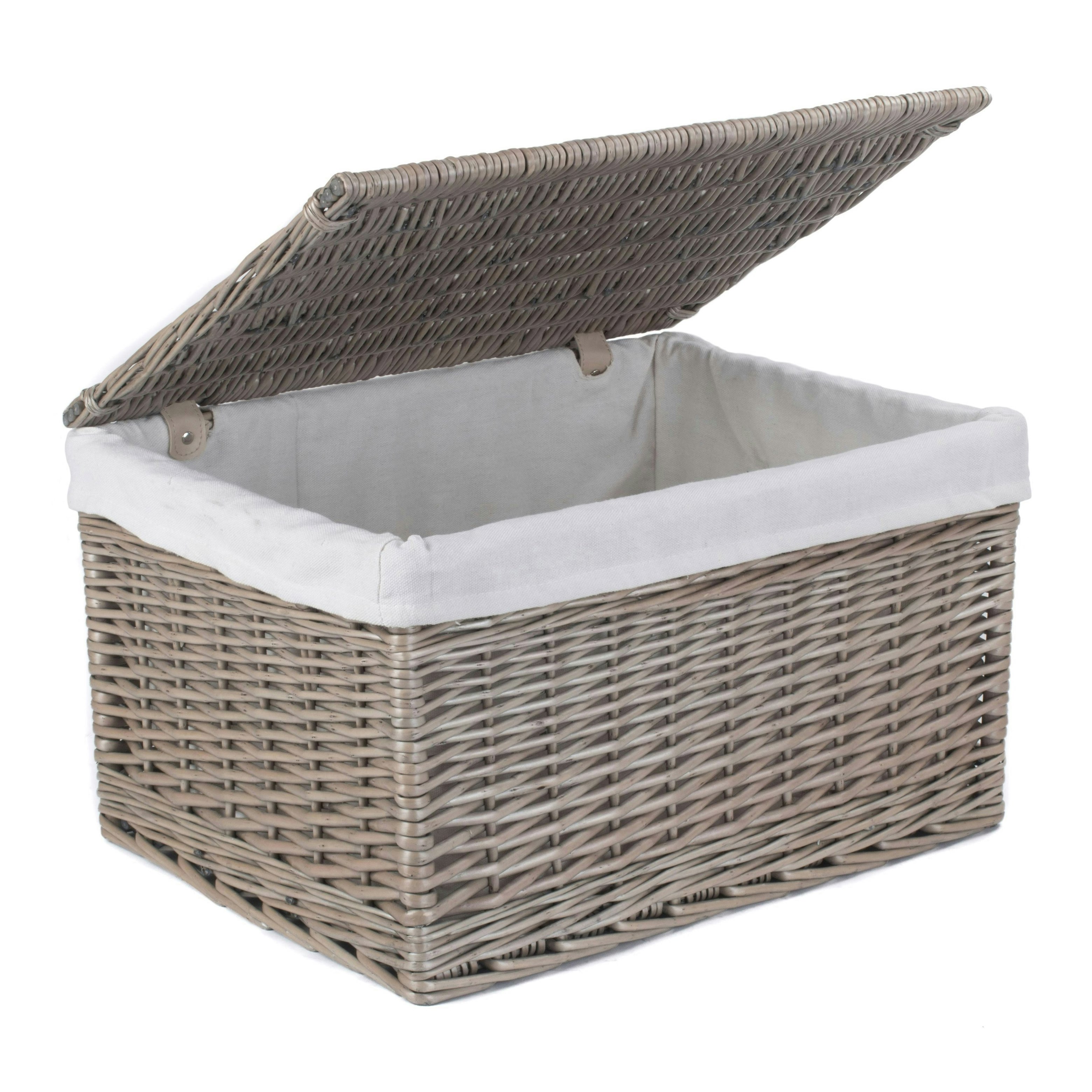 Red Hamper Antique Wash Cotton Lined Wicker Storage Basket - Large