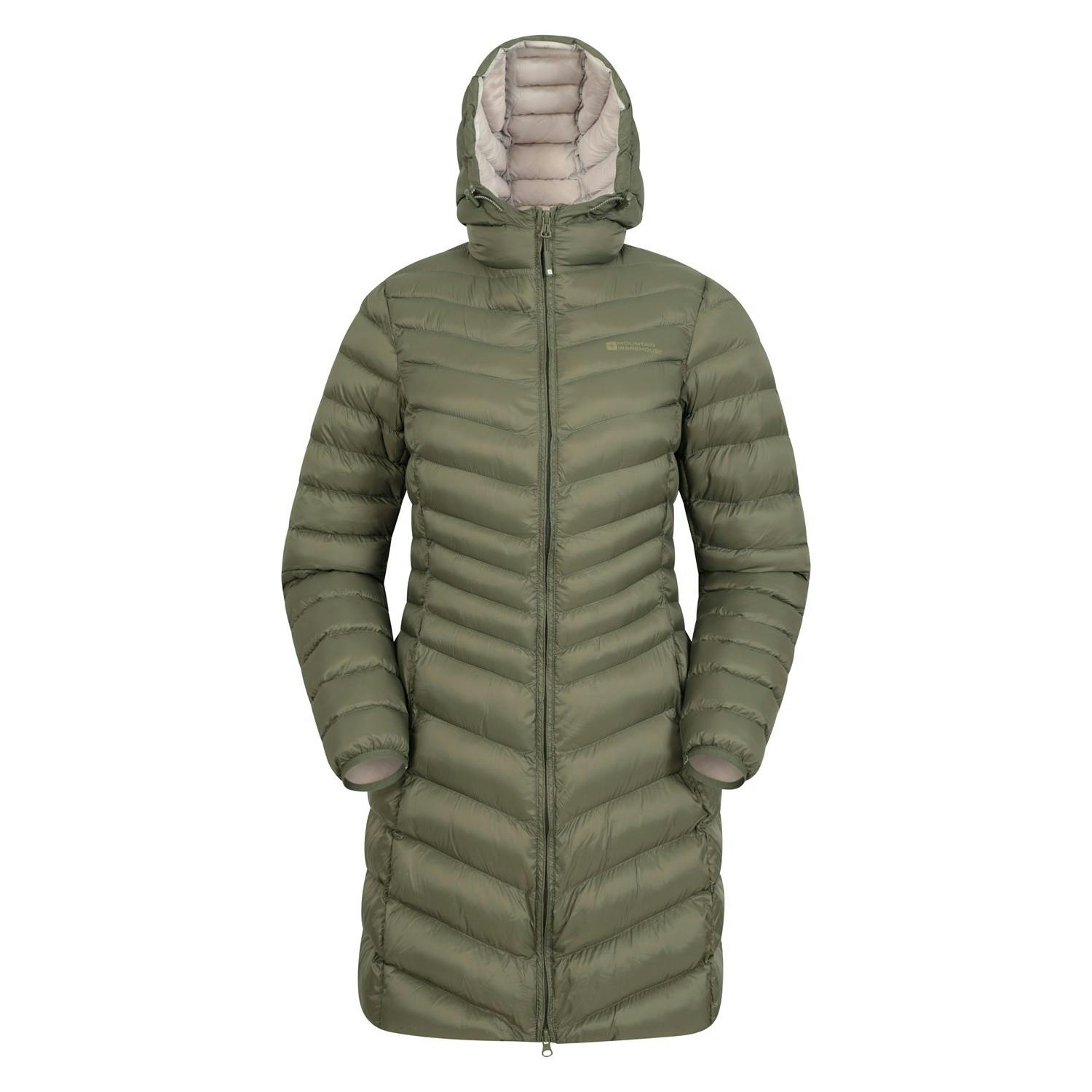 Mountain Warehouse Women's Light Florence Long Padded Jacket - Khaki - 14 Uk - Khaki - 100% Nylon