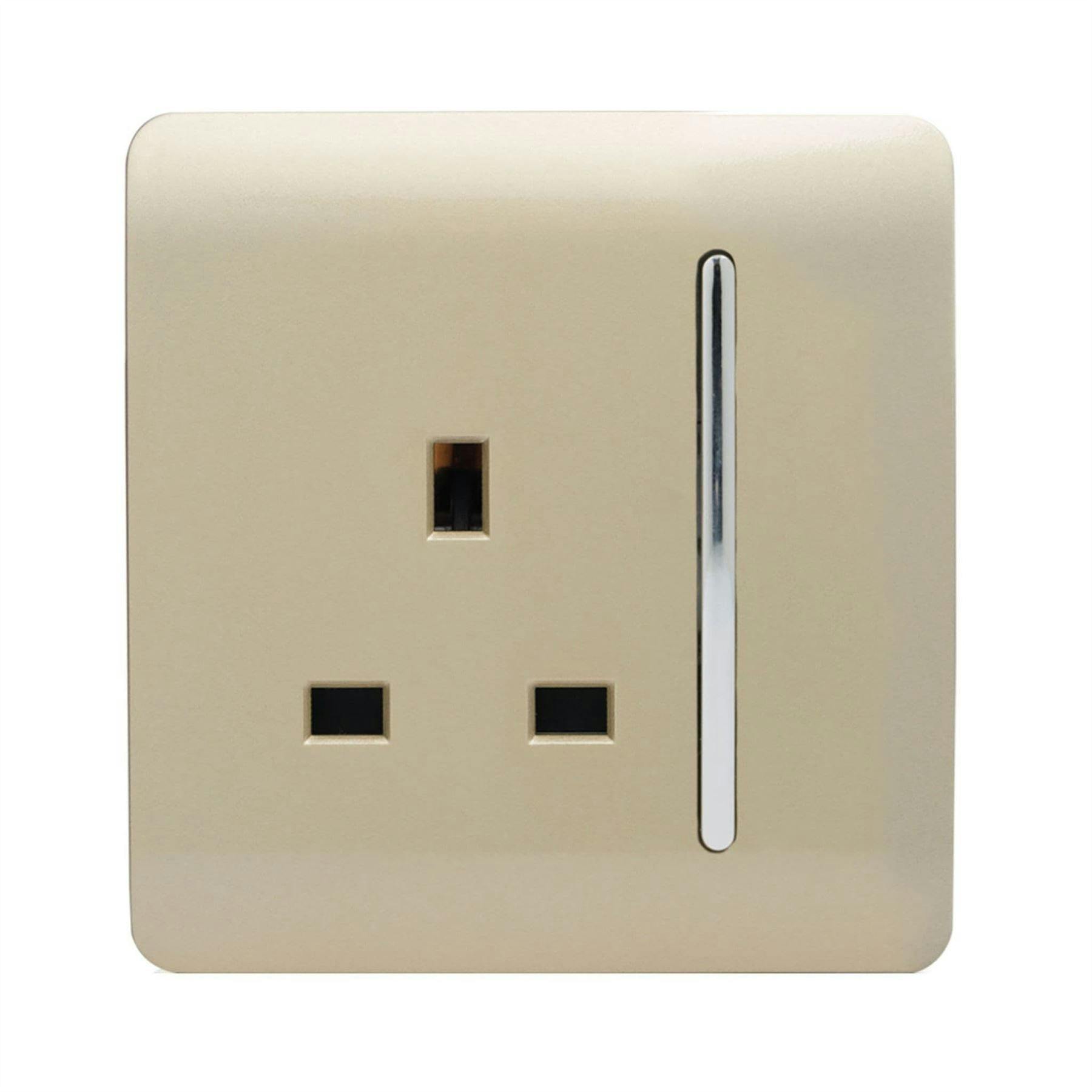 Trendi 1 Gang Artistic Modern Champagne Gold 13 Amp Long Switched Plug Socket - Image 5