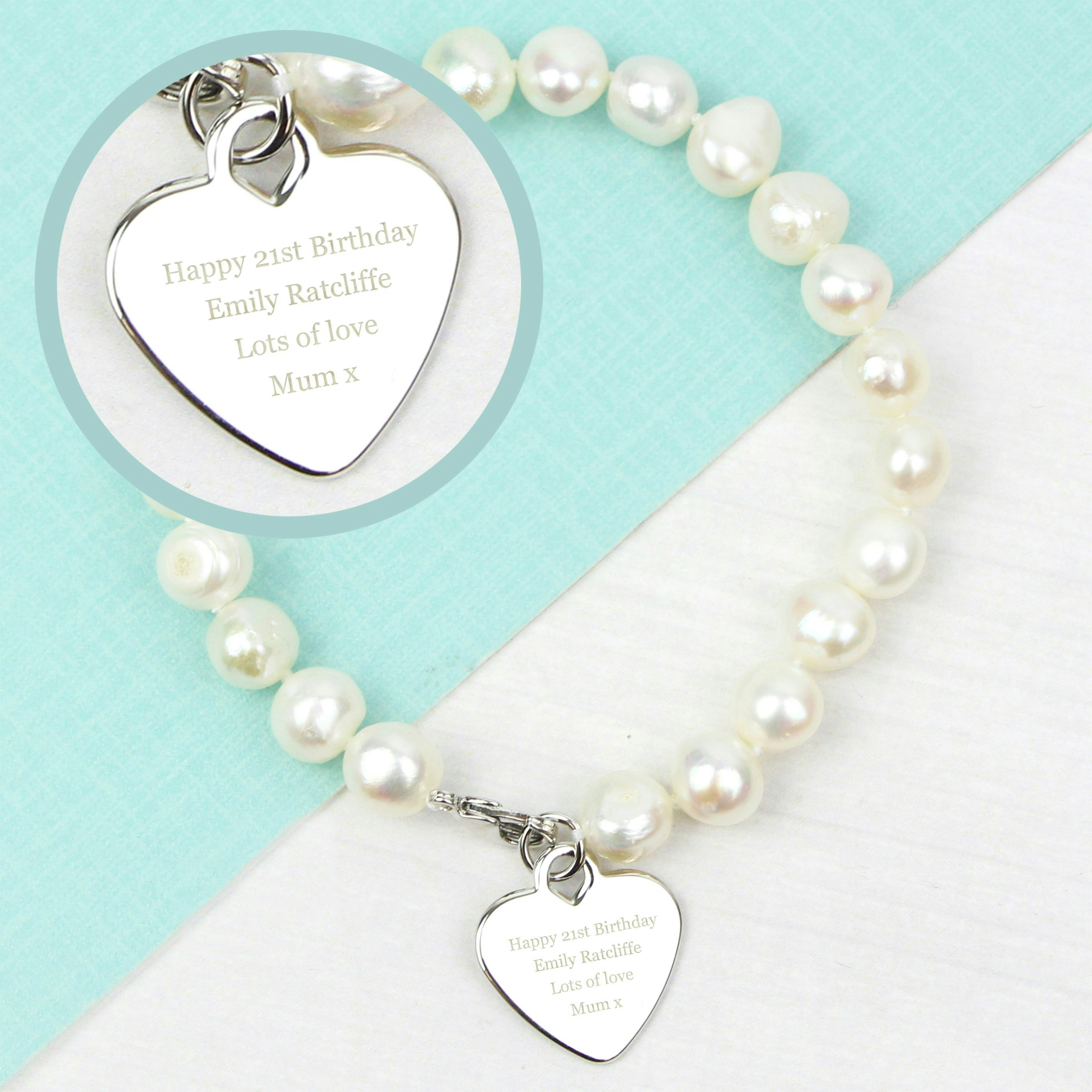 Personalised Memento Company White Personalised Freshwater Pearl Message Bracelet