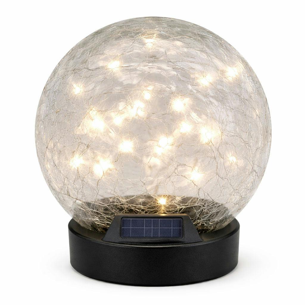 Gardenwize Light/White Giant 15Cm Solar Crackle Glass Sphere – Warm Led Garden Globe