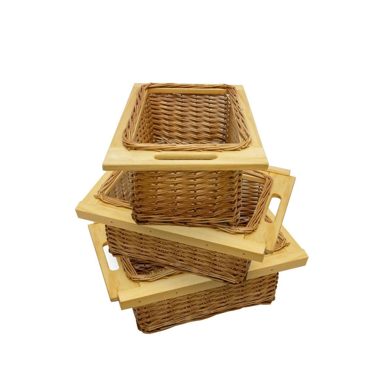 Rackhams 3 X Pull Out Wicker Kitchen Baskets 400Mm