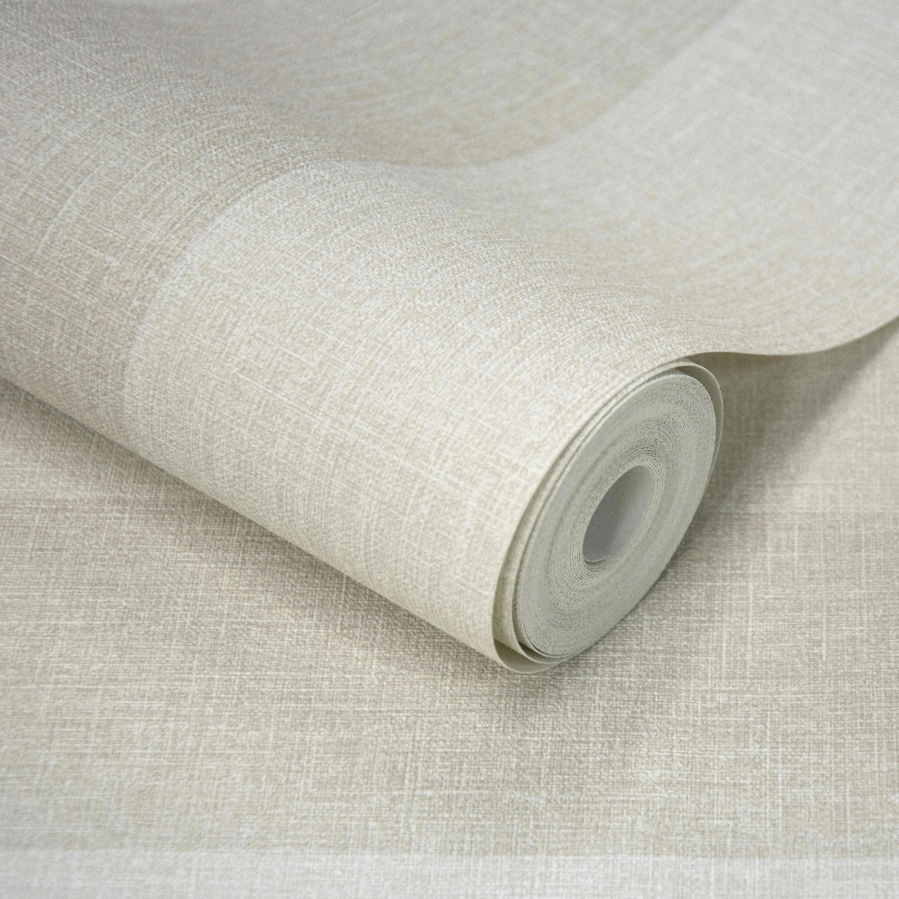 Rackhams Beige Boutique Pure & Protect Stratus Stripe Linen Textured Antibacterial Wallpaper, Linen