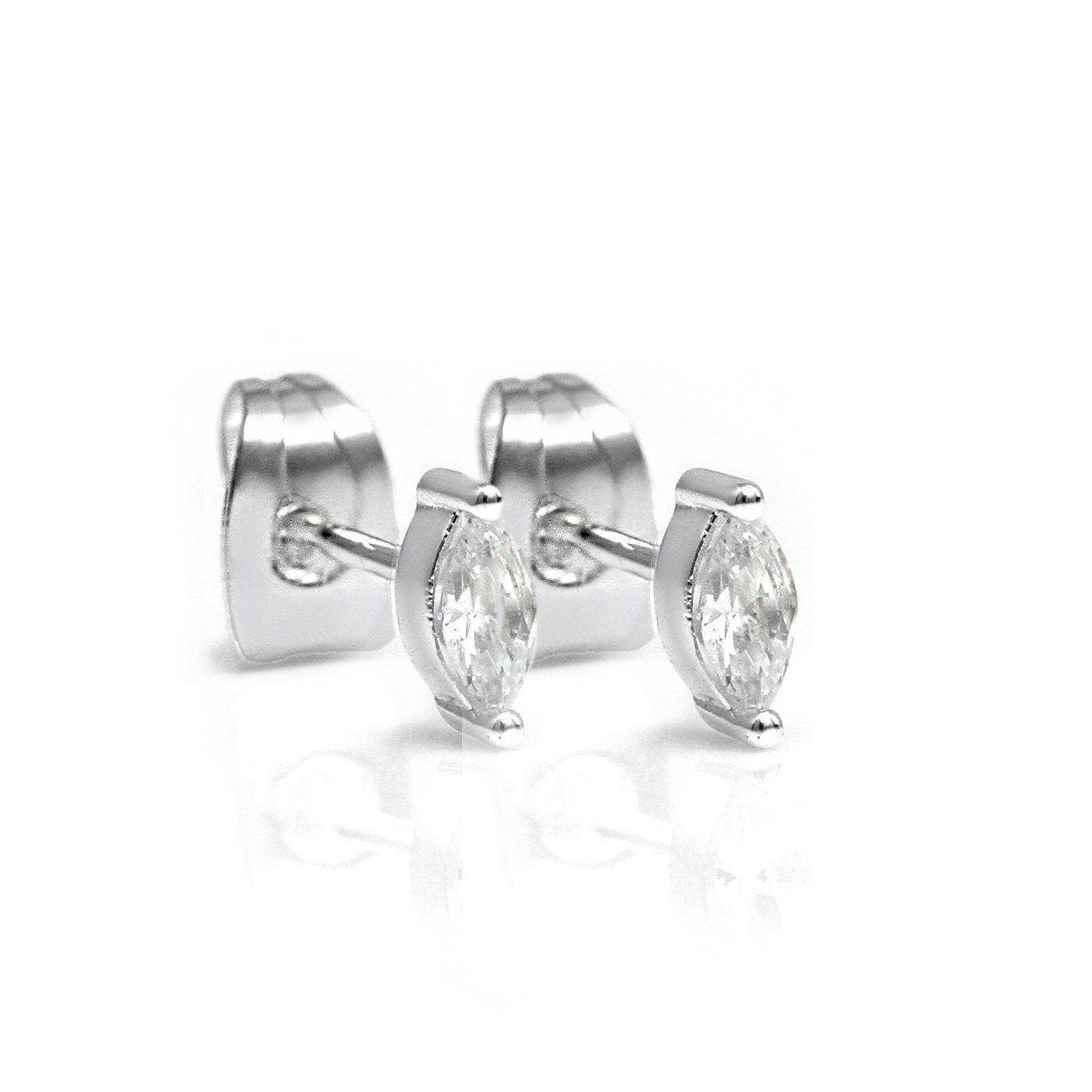Say It With Silver Clear Cz Marquise Stud Earrings