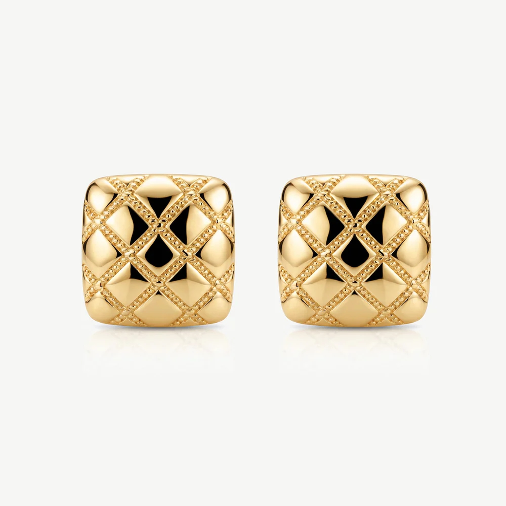 Muchv Gold Textured Statement Stud Earrings In 18K