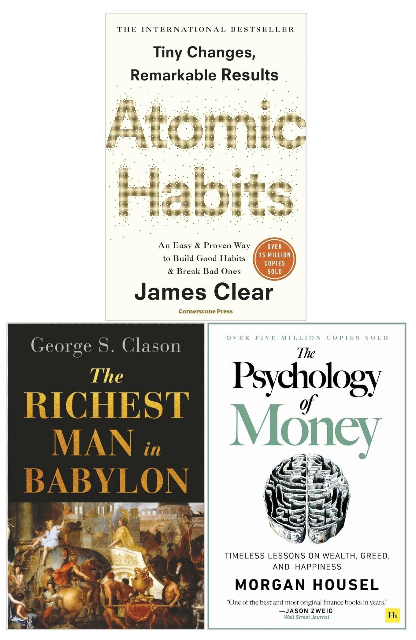 Various Publishers The Richest Man In Babylon, The Psychology Of Money And Atomic Habits 3 Books Set