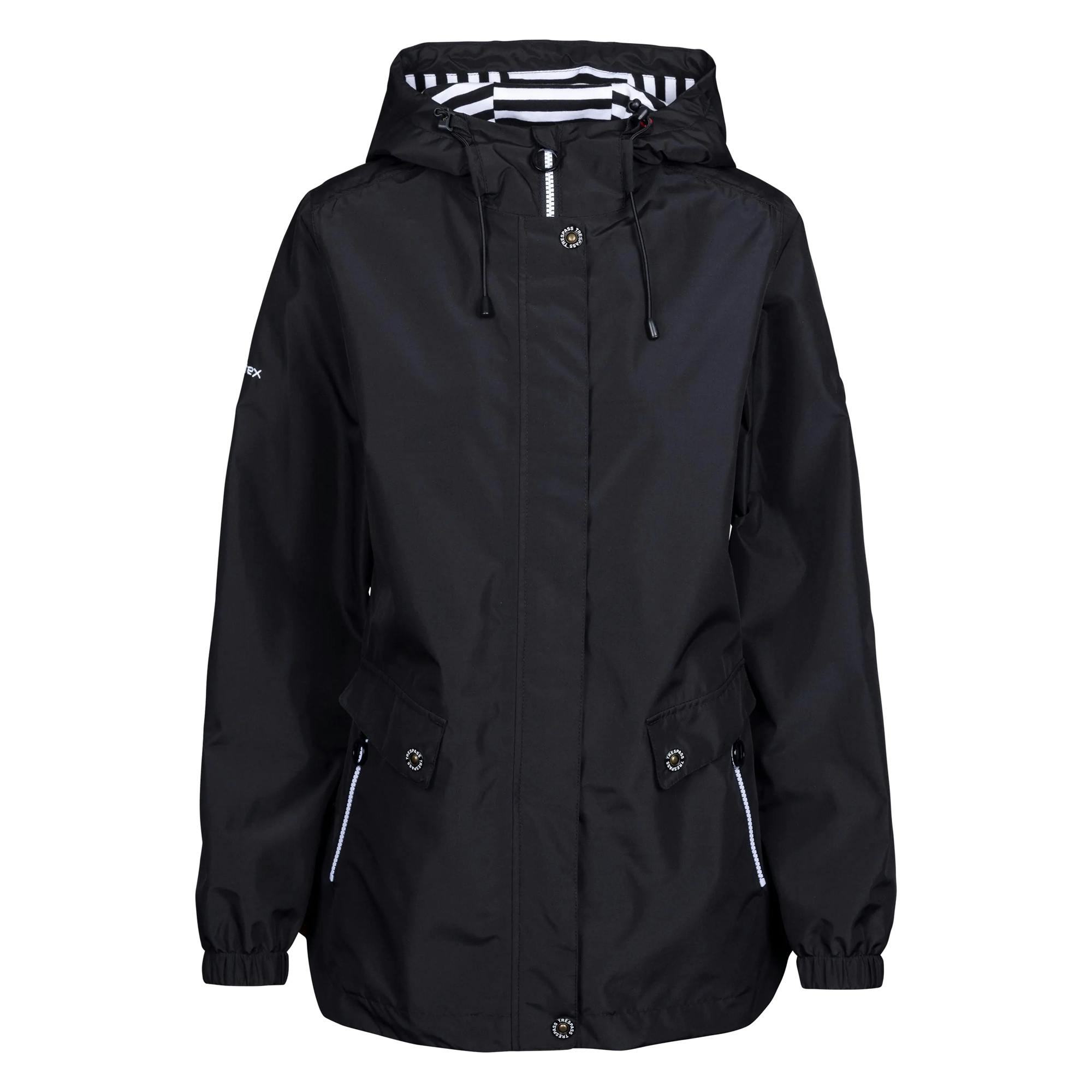 Trespass Women's Black Flourish Waterproof Jacket - Xxs - 100% Polyester