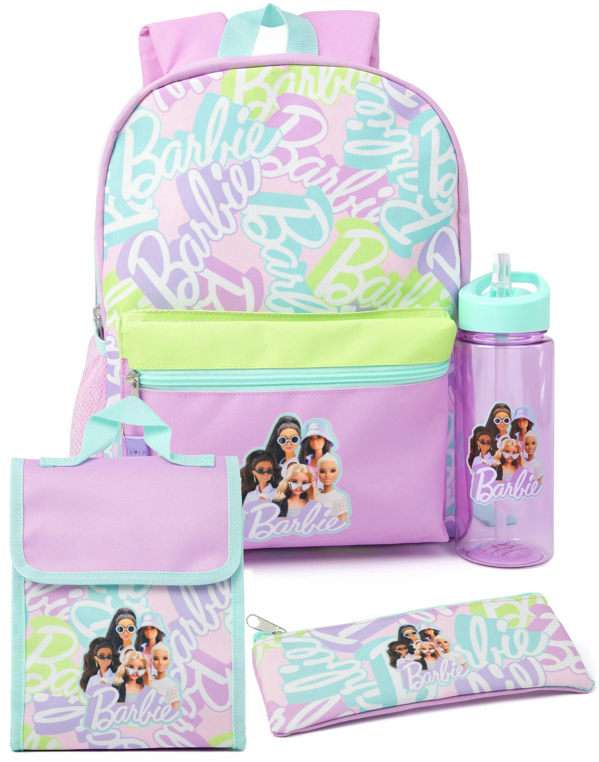 Vanilla Underground Girls Purple Barbie Printed 4 Piece Backpack Set (One Size)
