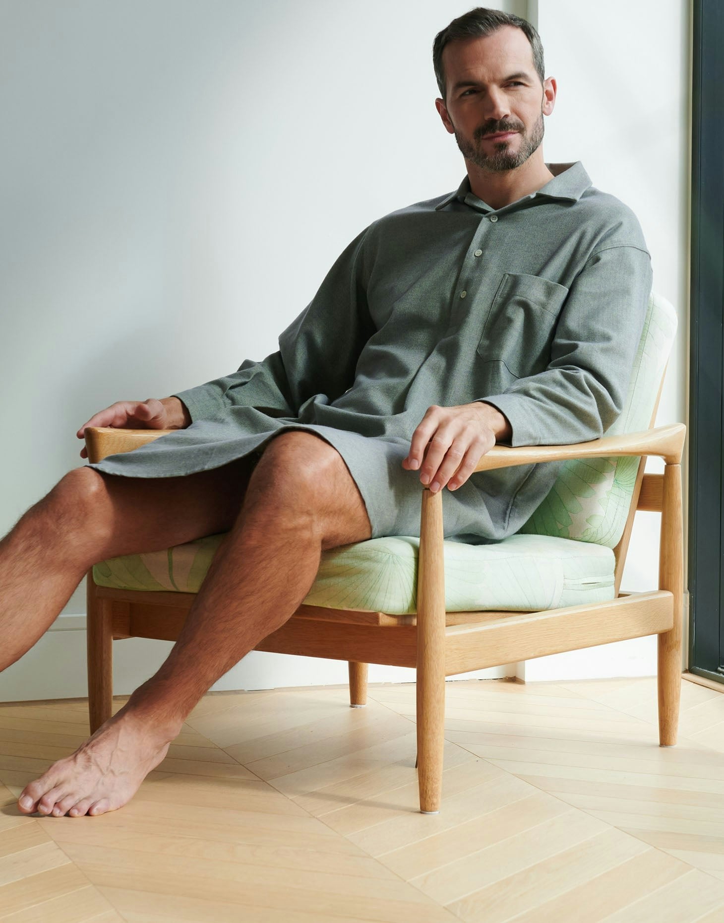 British Boxers Men's Brushed Cotton Nightshirt – Orkney Herringbone - XX-Large
