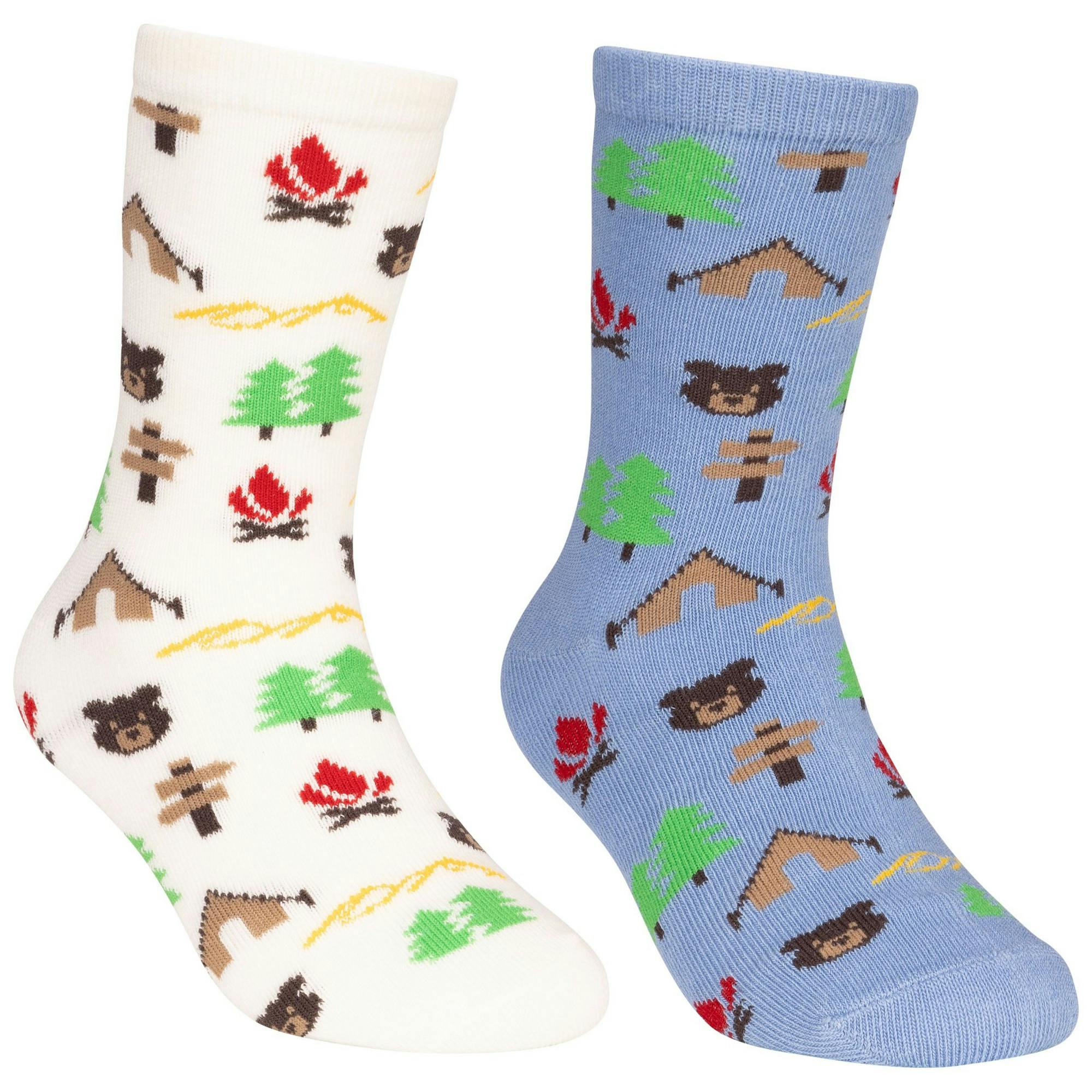 Trespass Blue/Cream Kids Camping Socks (Pack Of 2) - 12 Uk Child-3 Uk - 72% Cotton/23% Polyester/5% Elastane