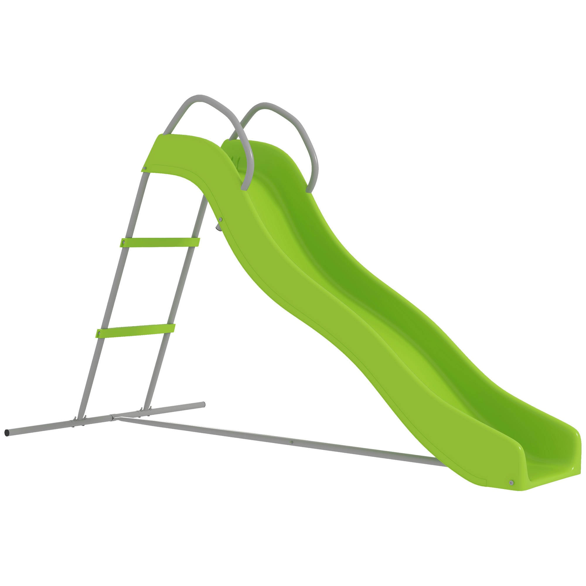 Aiyaplay Green Freestanding Garden Wavy Slide For Kids With Climbing Ladder, - Kid's Slide Size 183