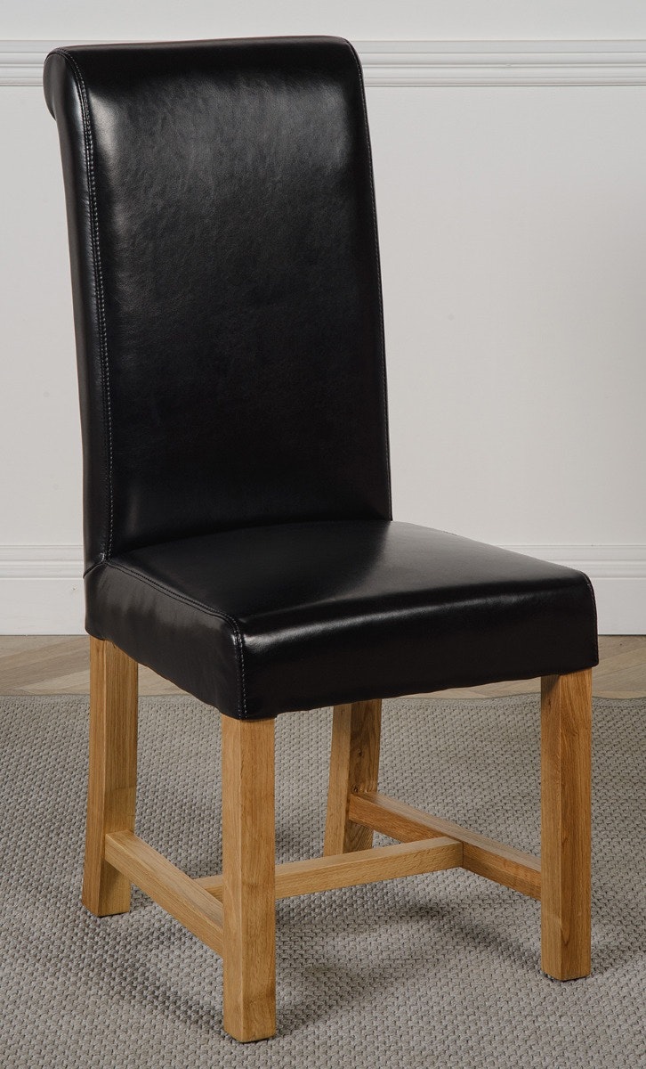 Rackhams Black Kuba Oak Dining Table With Washington Leather Chairs - 4 Chairs Medium