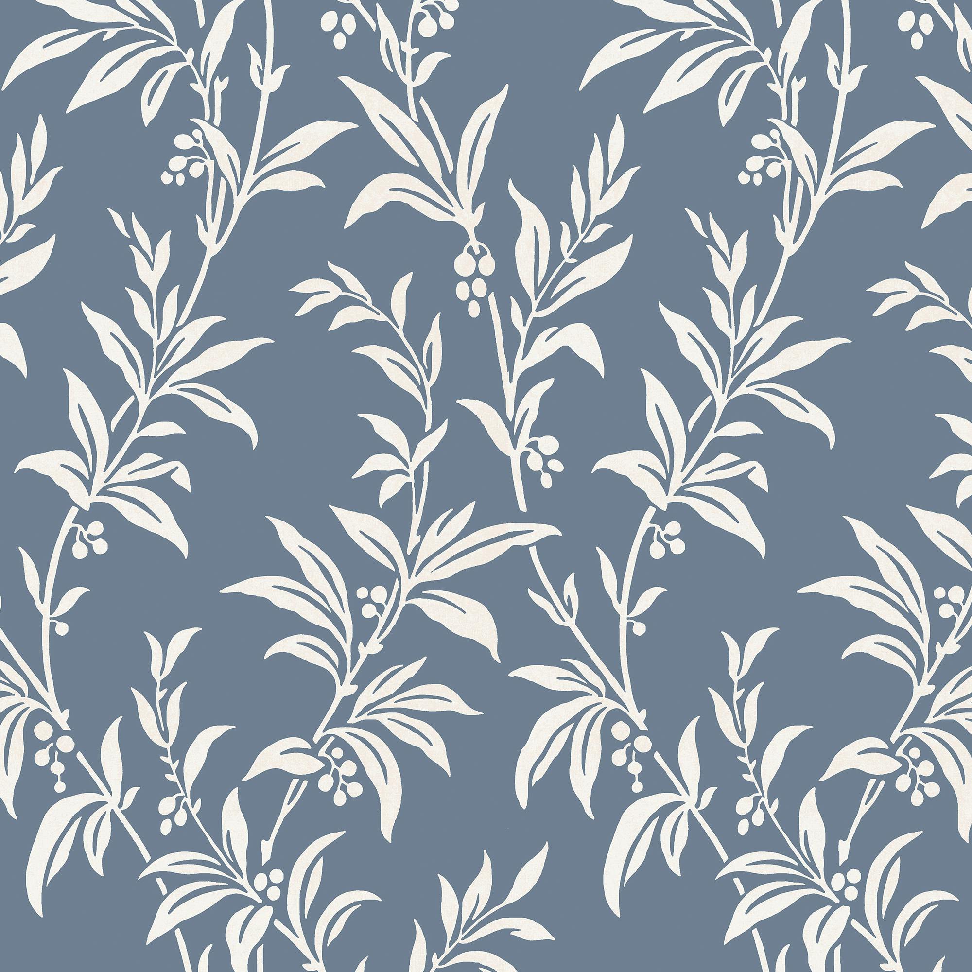 Rackhams Dark Paxford Leaves Seaspray Wallpaper