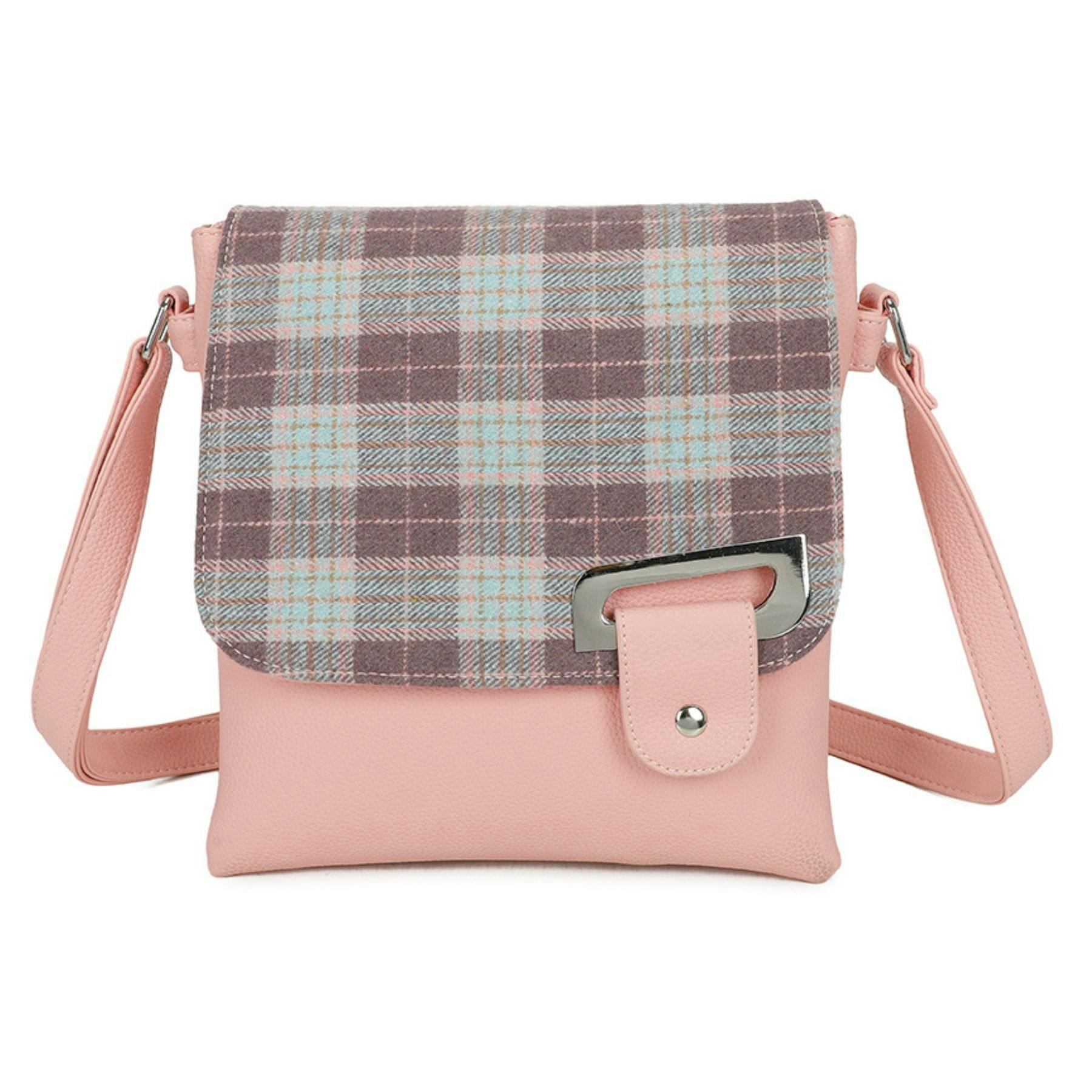 Love Emvy Pink Tartan Crossbody Bag Made With Harris Tweed - Checked