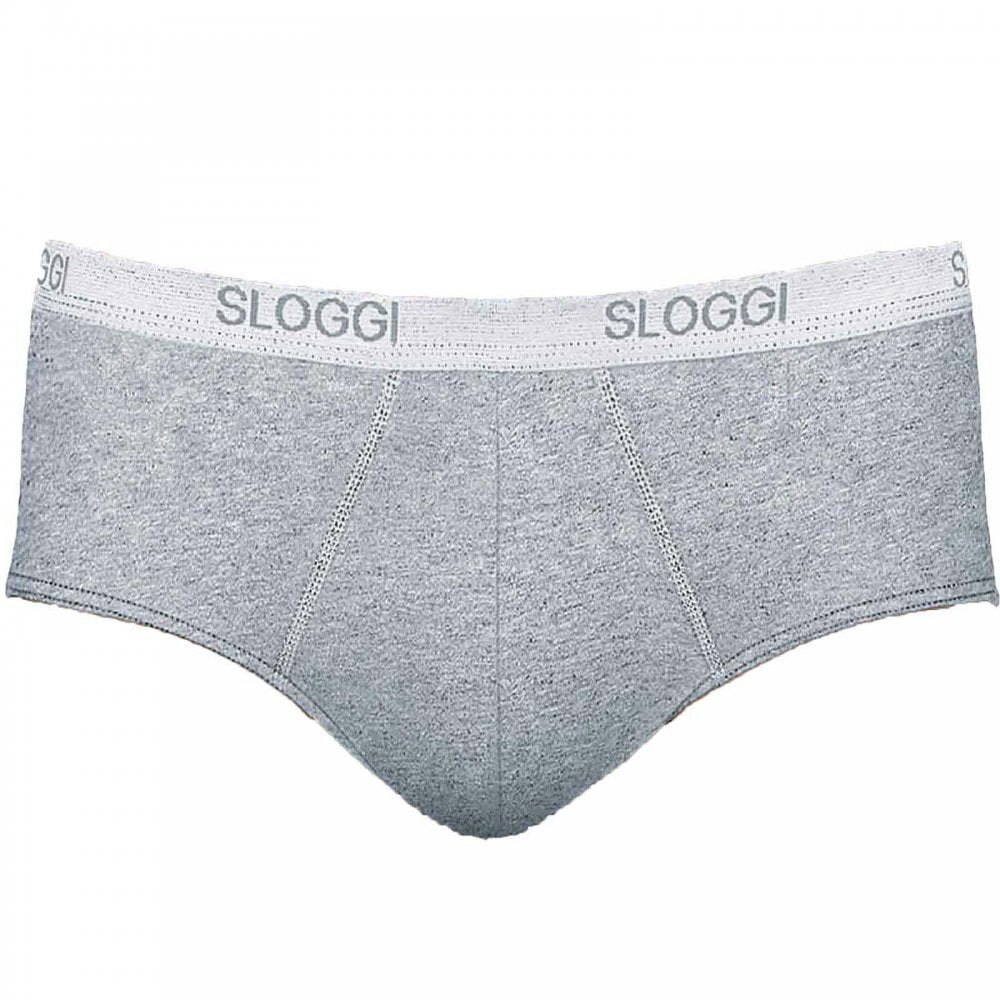 Sloggi Men's Grey Basic Midi Brief, Melange - S