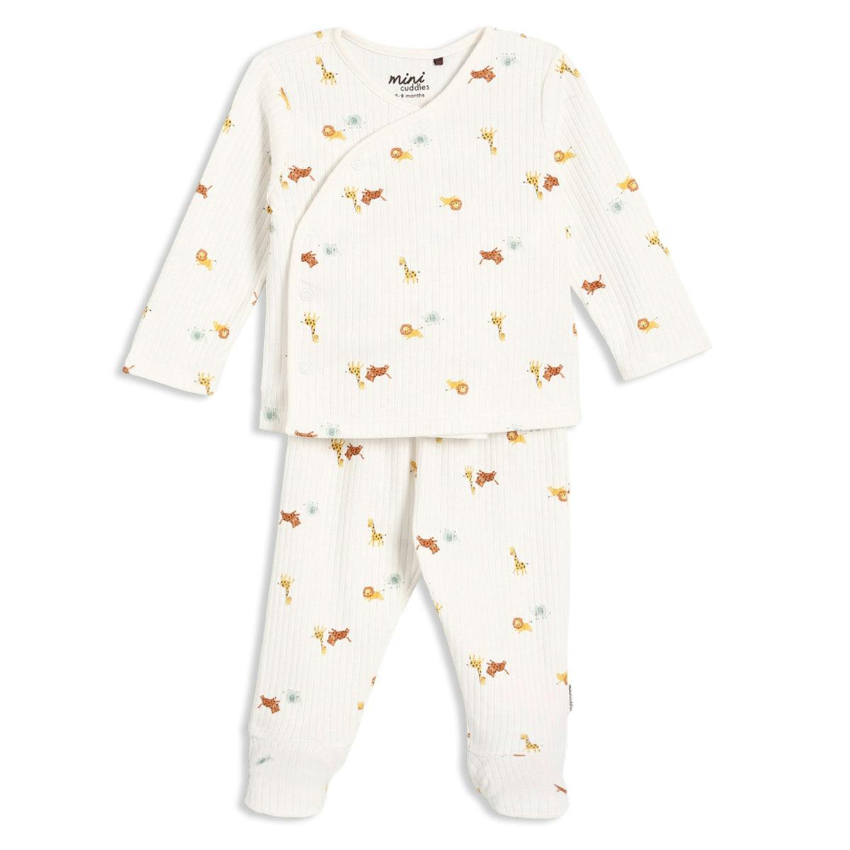 Mini Cuddles Unisex Infant Baby Animal Print 2Pc Set, Multicolor - 0-3 Months