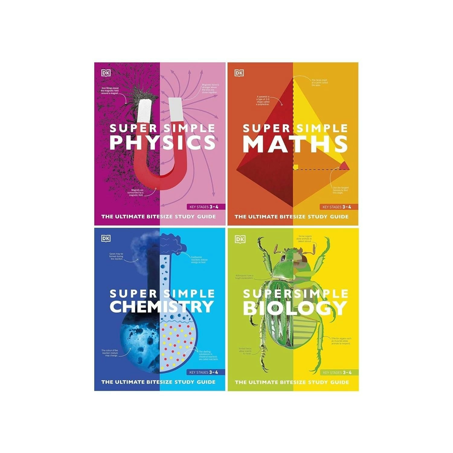Dk Super Simple Study Guide 4 Books Collection Set (Super Simple Maths, Chemistry, Physics & Biology)