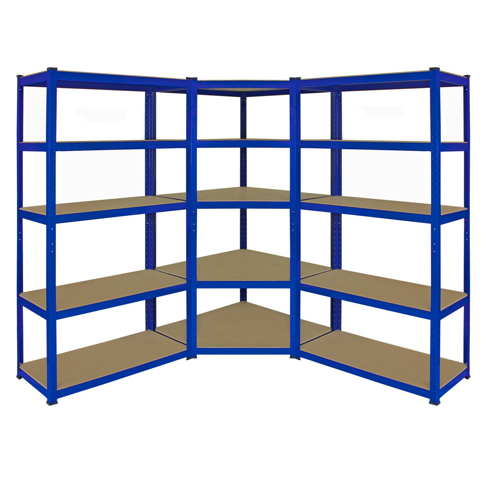Rackhams Blue T-Rax Corner Shelving Unit & 2 X 90Cm Garage Storage Bays 90Cm X 180Cm X 45Cm