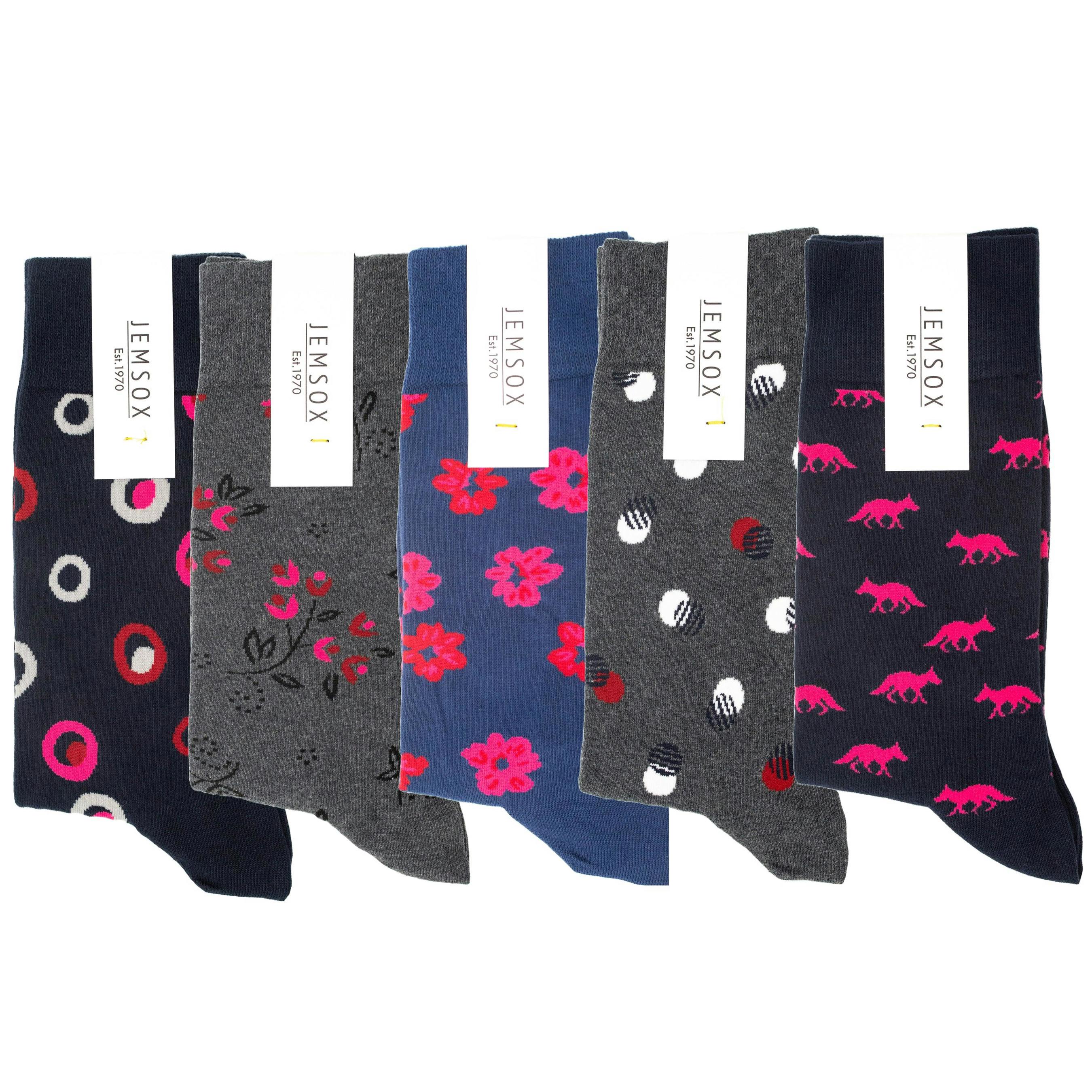 Jemsox Men's Pink ’S 5-Pack Premium Socks Multipack - Crew Socks For Everyday, Dress & Athletic Use - Multi Design