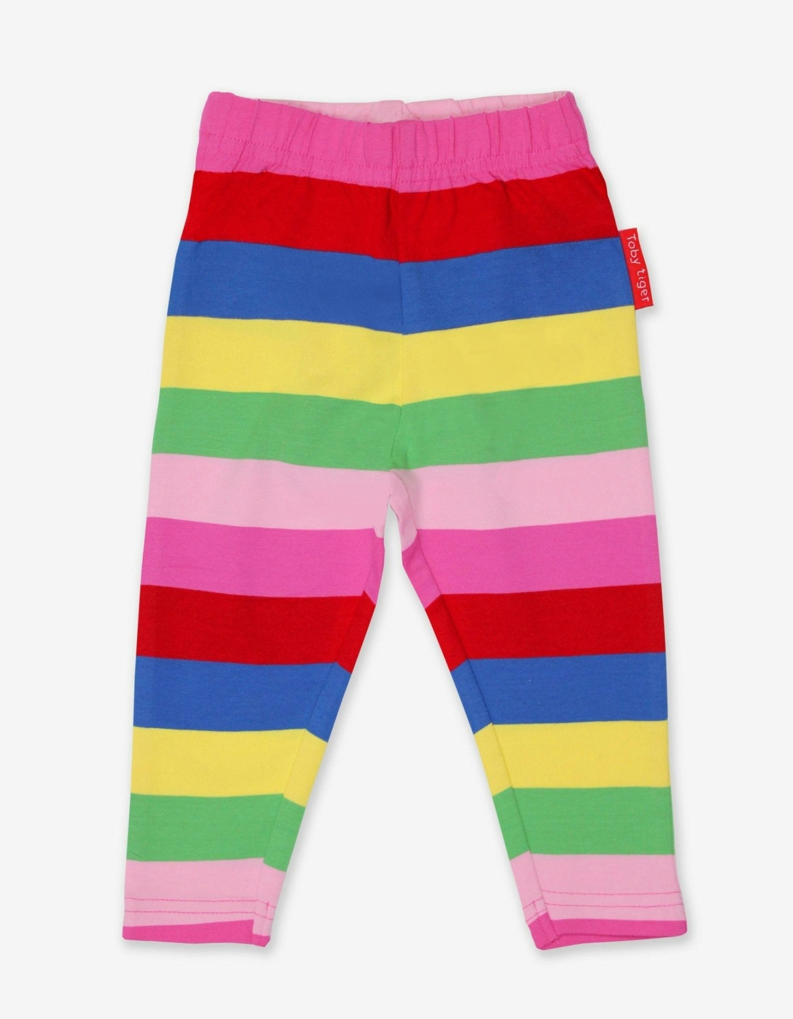 Toby Tiger Pink Organic Multi Stripe Leggings - 5-6Y / 116Cm