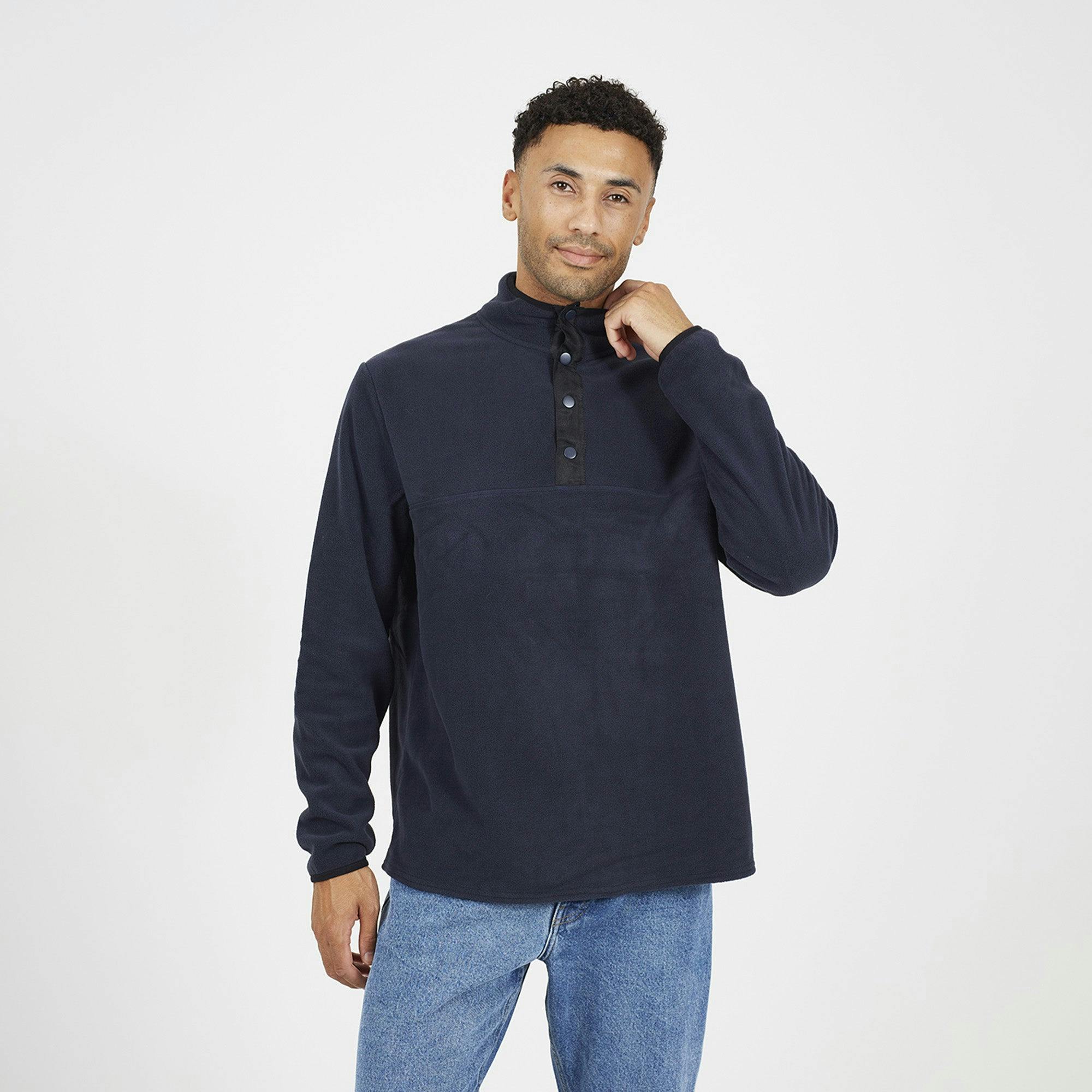 Brave Soul Contrast Quarter Zip Fleece - Navy - Navy - S
