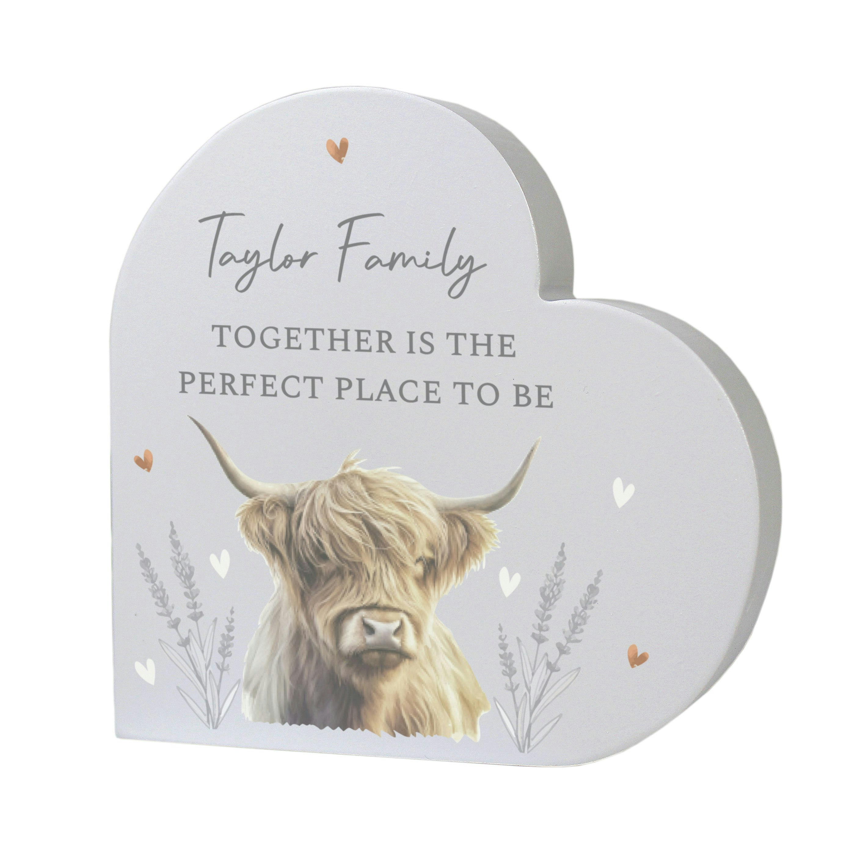 Rackhams Grey Personalised Highland Wooden Heart Ornament