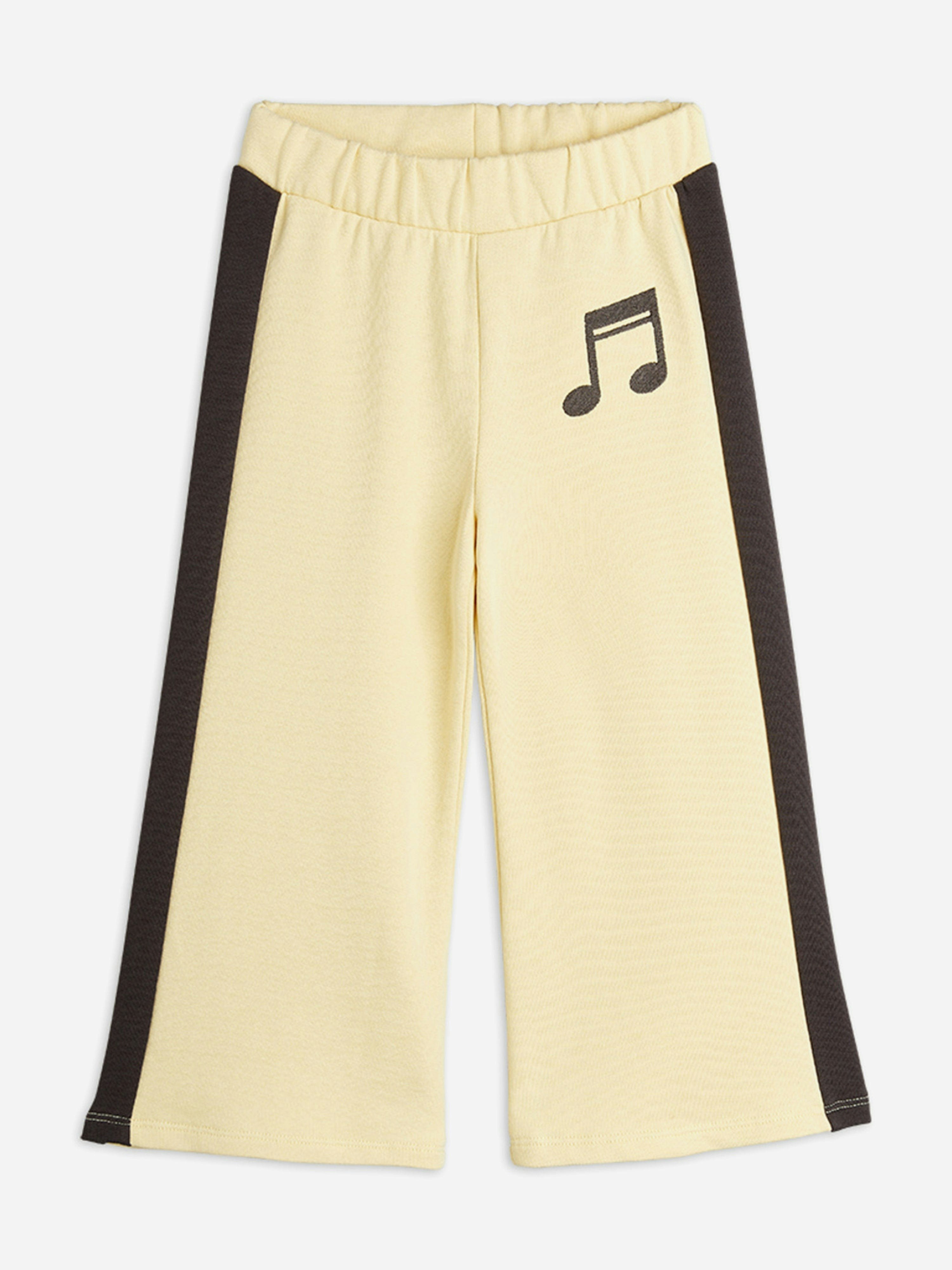 Mini Rodini Girls Yellow Note Embroidered Joggers In - 5 - 7 Yrs
