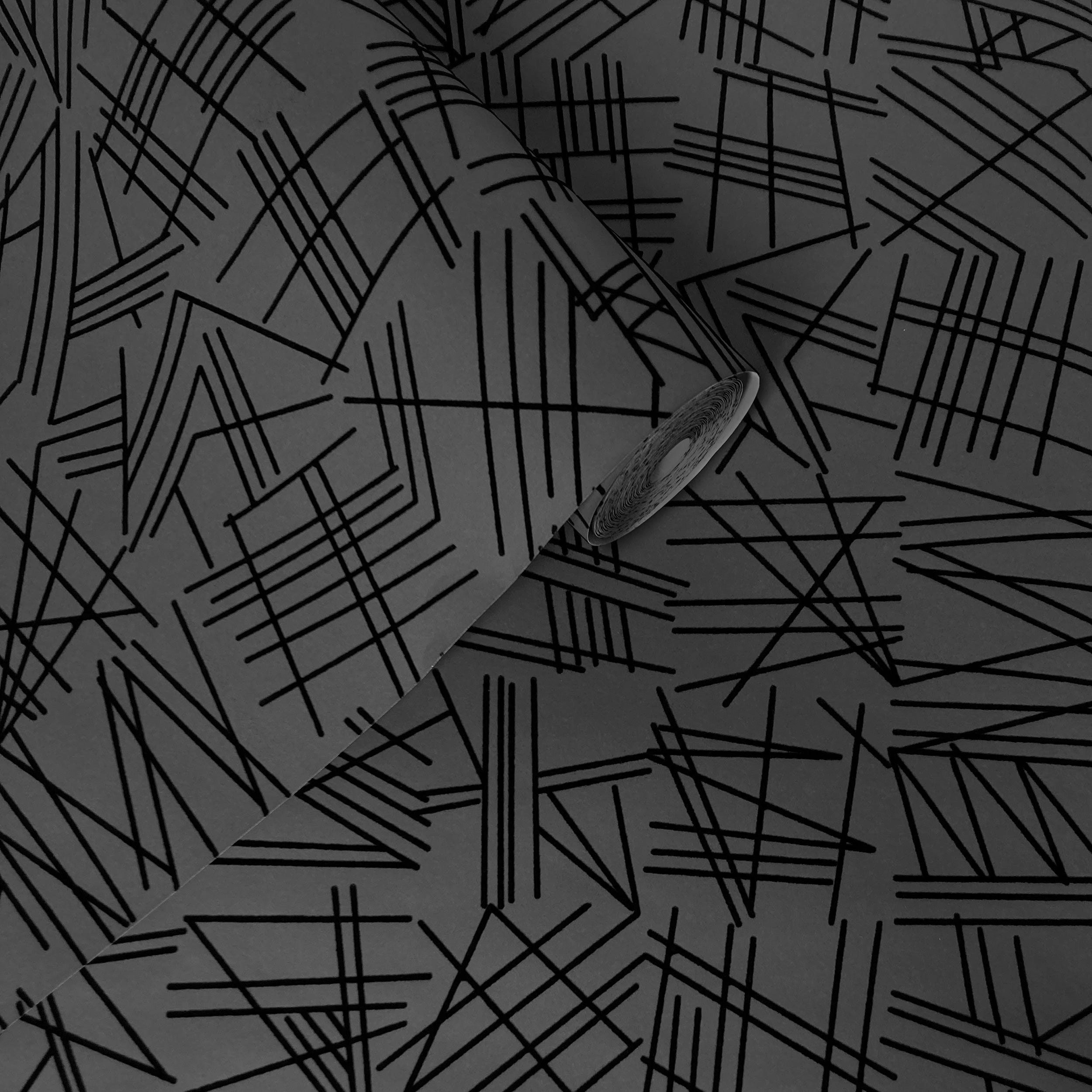 Rackhams Black Tilt Flock Wallpaper - 10M Roll