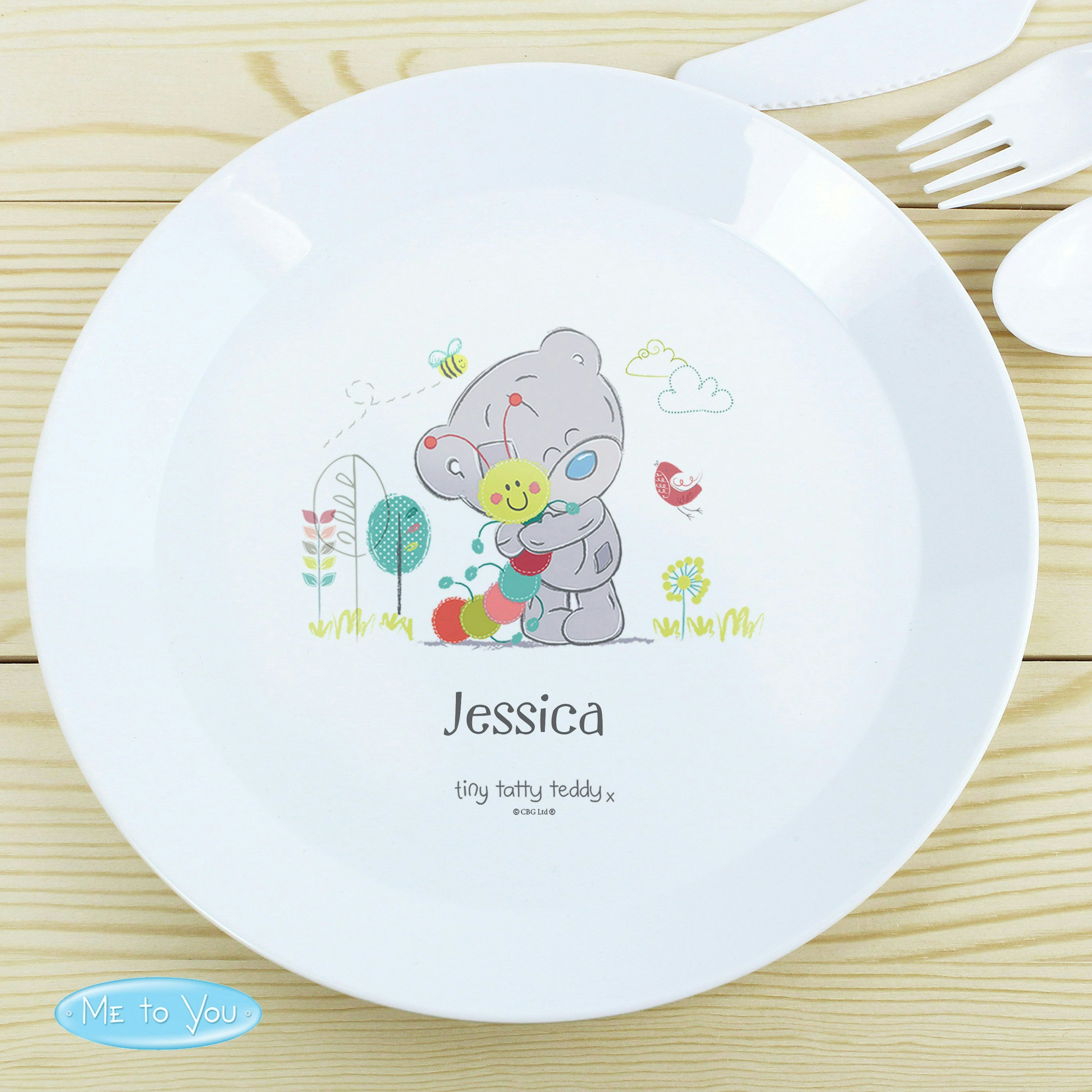 Rackhams Personalised Tiny Tatty Teddy Cuddle Bug Plastic Plate