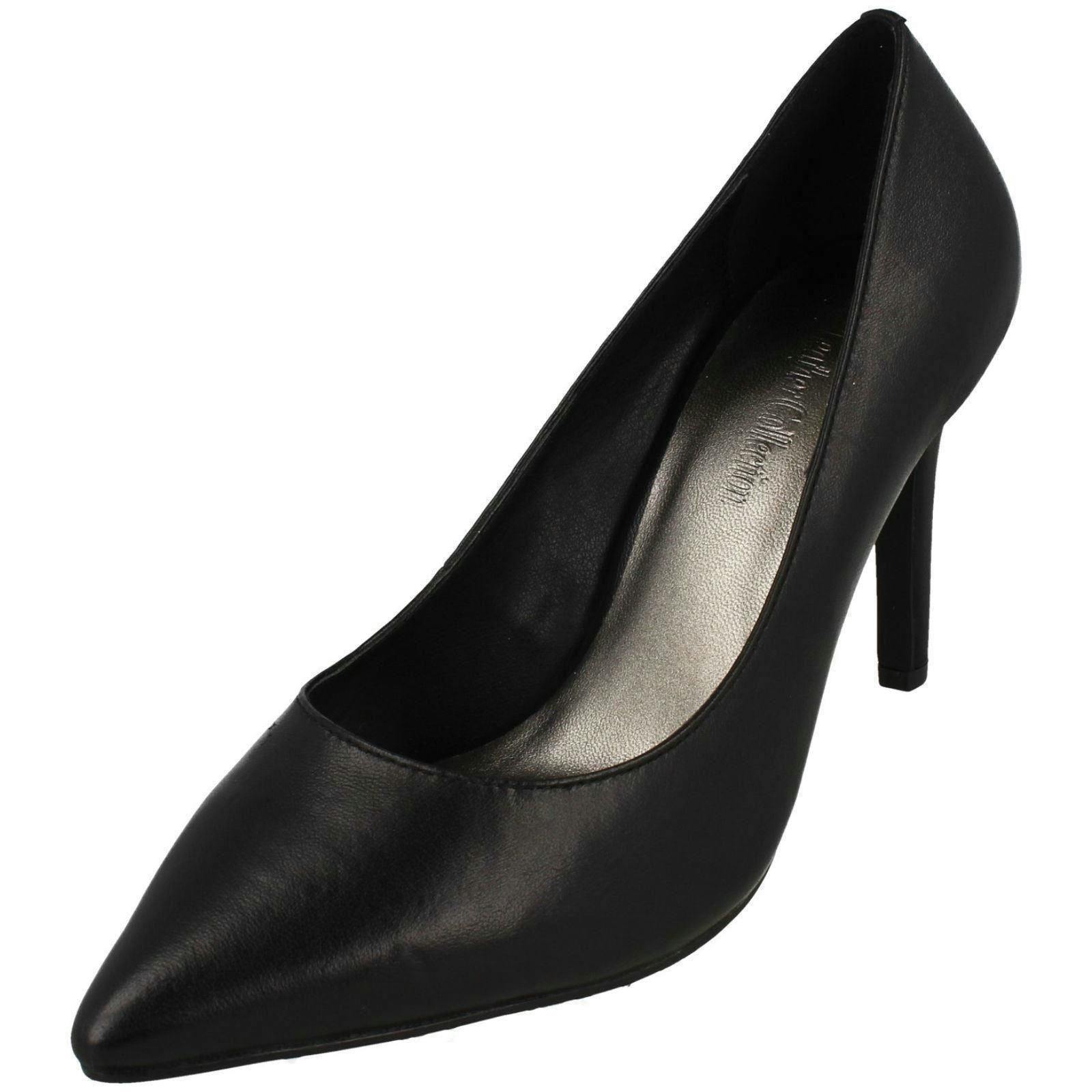 Leather Collection Women's Black Court Shoes - Uk 6