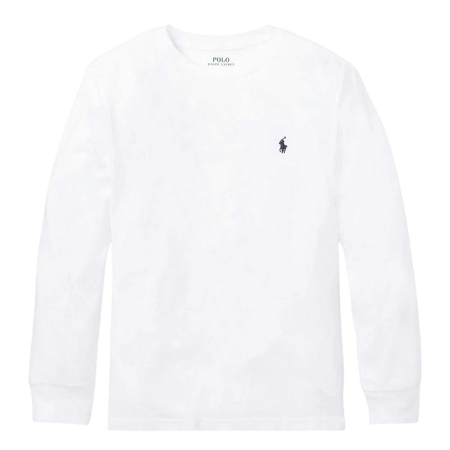 Ralph Lauren Boys White Polo Cotton Long-Sleeved T-Shirt - 2 Years - 100% Cotton