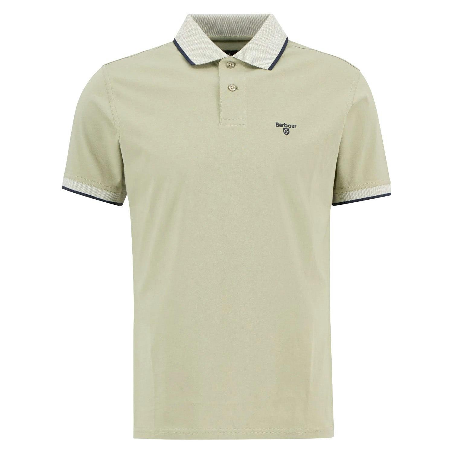 Barbour Green Cornsay Pique Collar Polo Shirt - Sea - Large