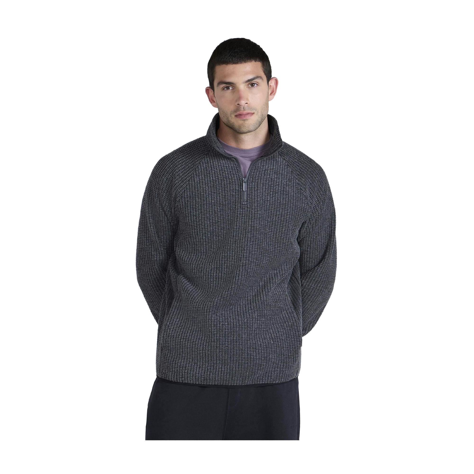 Mountain Warehouse Men's Textured Half Zip Raglan Jumper - Charcoal - Xs - Charcoal - 88% Polyester/12% Viscose