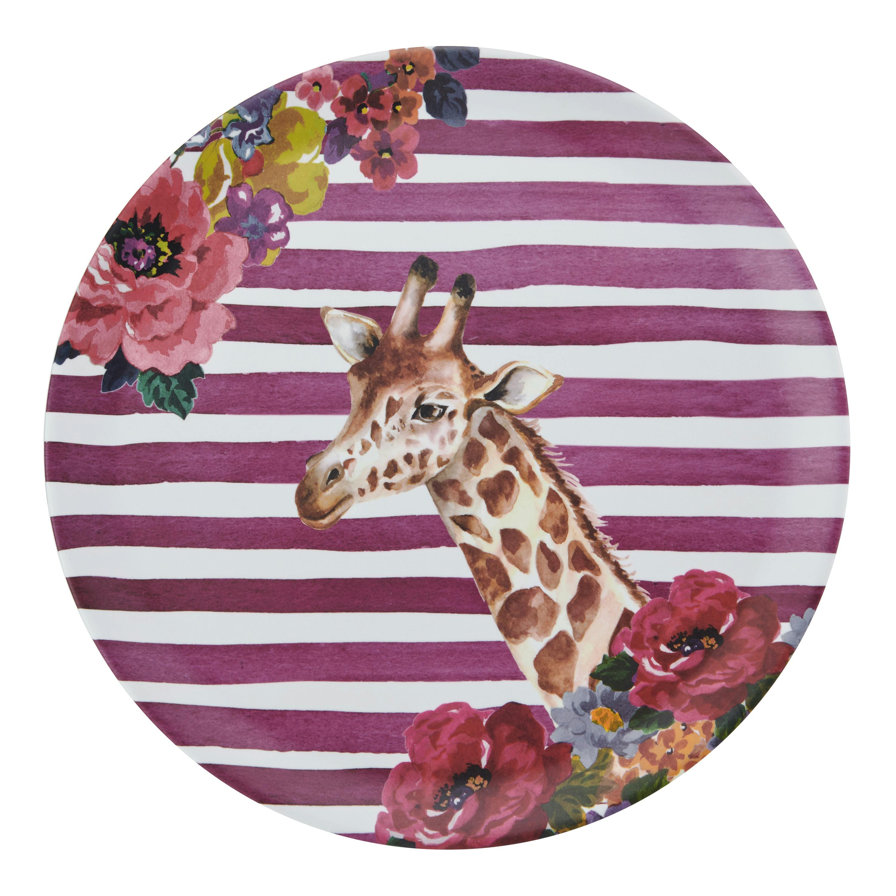 Rackhams Wild At Heart Giraffe Round Tray, 36Cm - Multicolour - Melamine - Serving Tray