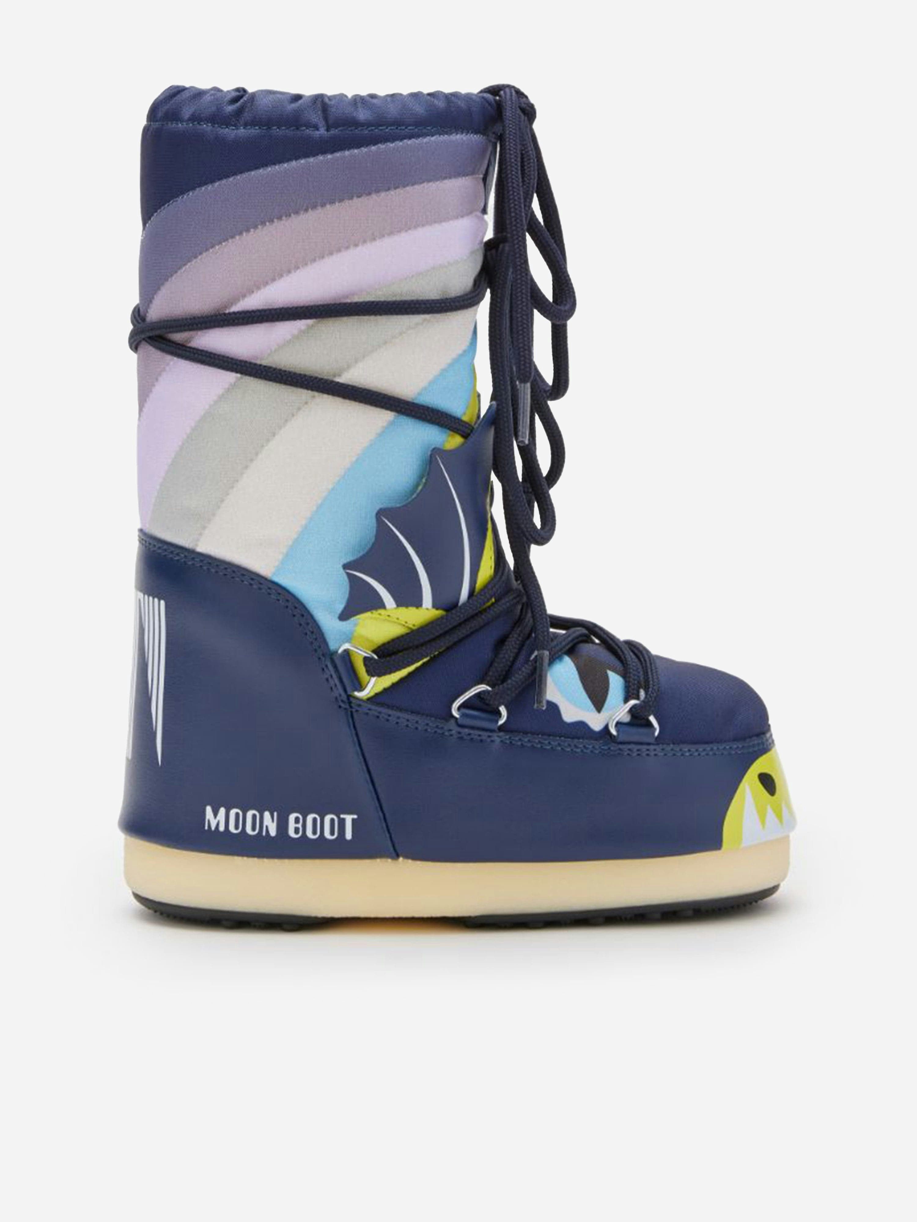 Moon Boot Boys Blue Icon Dragon Boots In - Eu 23 - 26 Uk 6 - 8.5