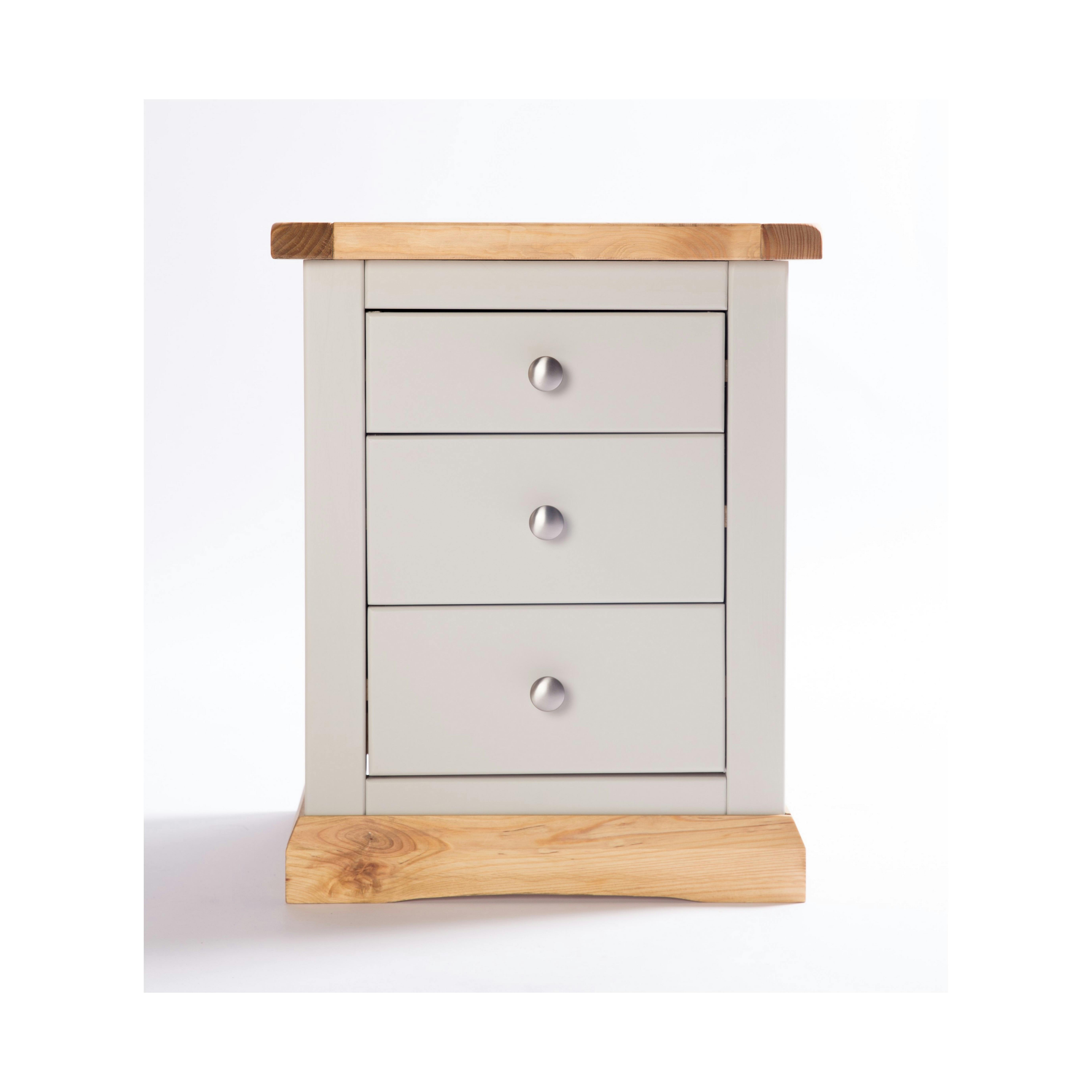 Cabinet Bits Light/Grey Bomporto 3 Drawer Bedside Table