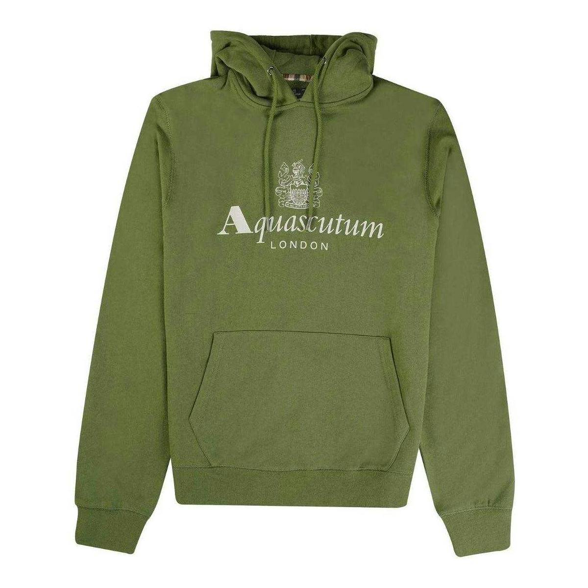Aquascutum Men's Green Active Big Logo Hoodie - S - 100% Cotton