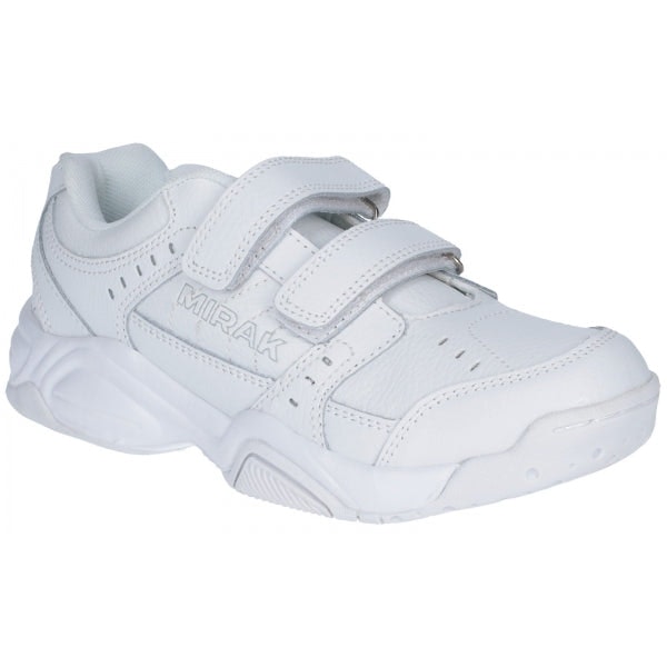 Mirak Unisex White Contender Touch Fasten Leather Trainers - Uk 10
