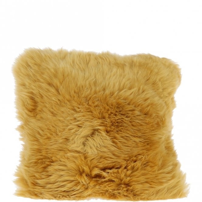 Rackhams Sheepskin Cushion - One Size - Ochre - Sheepskin