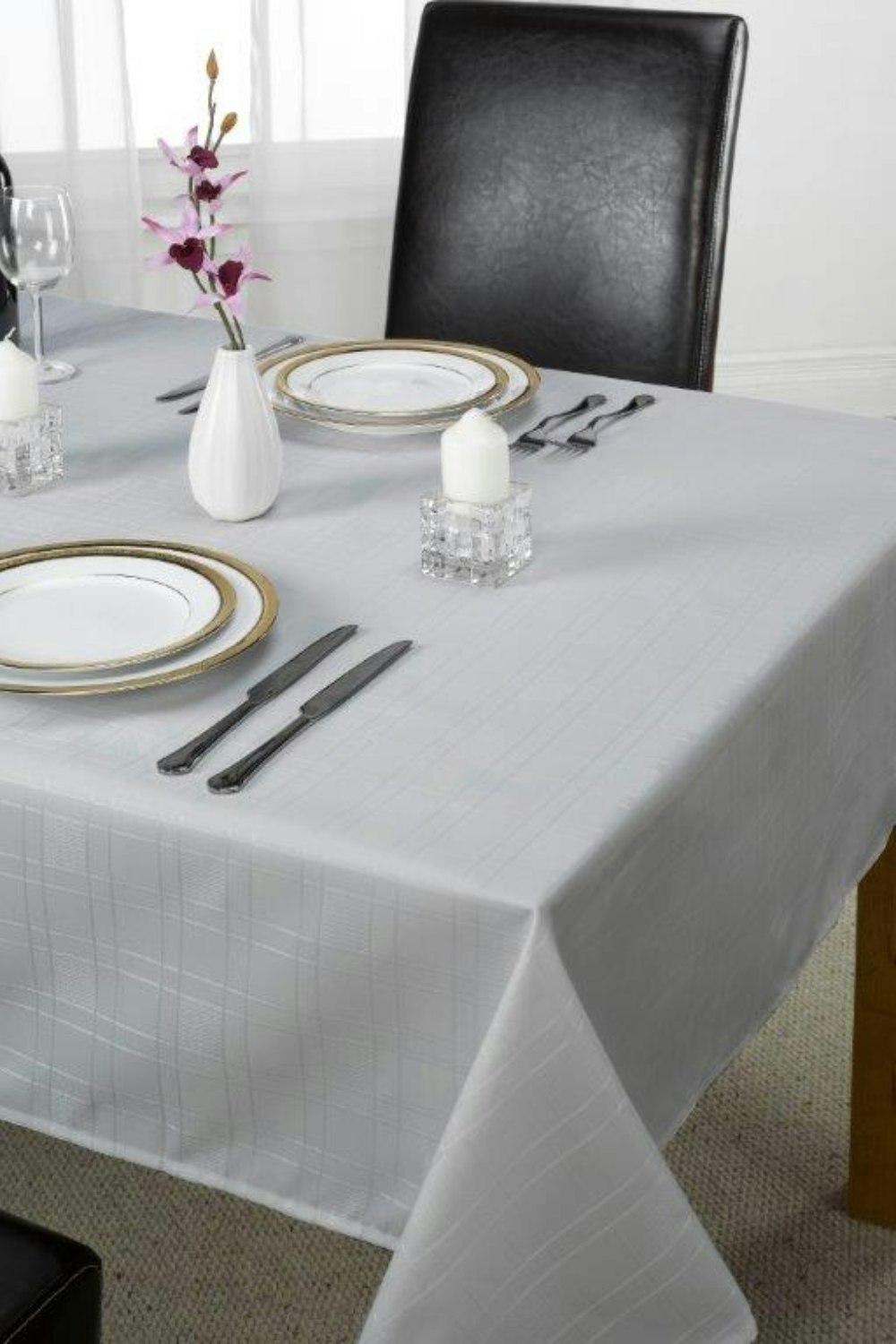 Emma Barclay Silver Chequers Tablecloths - 60 X 84"