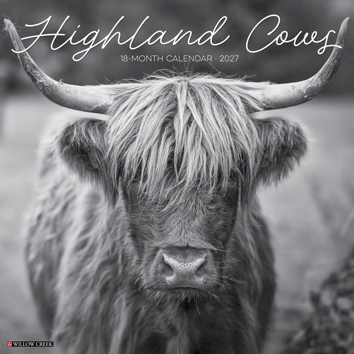 Black & White Highland Cows Calendar 2027, Wall Calendars, Month To View, Gift - Image 3