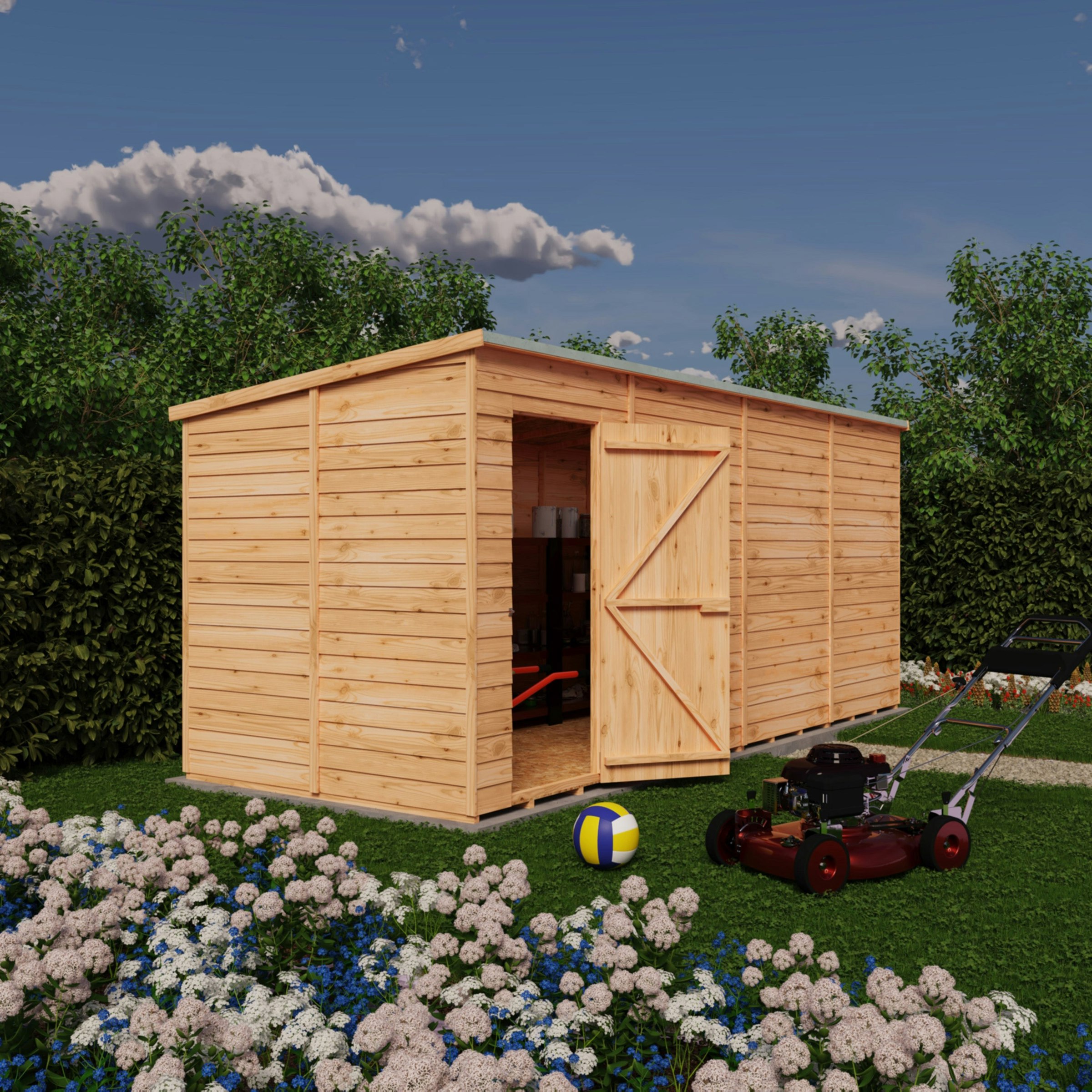 Rackhams Overlap 16X6 Single Door Pent Shed No Windows
