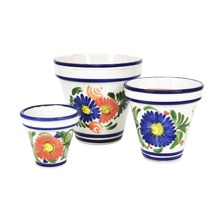 Rackhams Classic Floral Plant Pots - Set Of 3 - 3 X Classic Pots - Terracotta