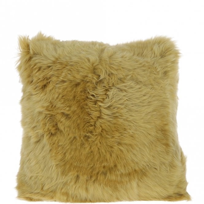Fenland Yellow Sheepskin Cushion - One Size - Straw - Sheepskin