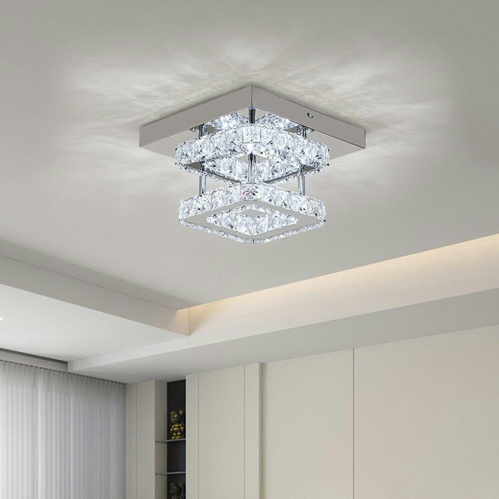 Rackhams Light Double Tier Square Crystal Celling