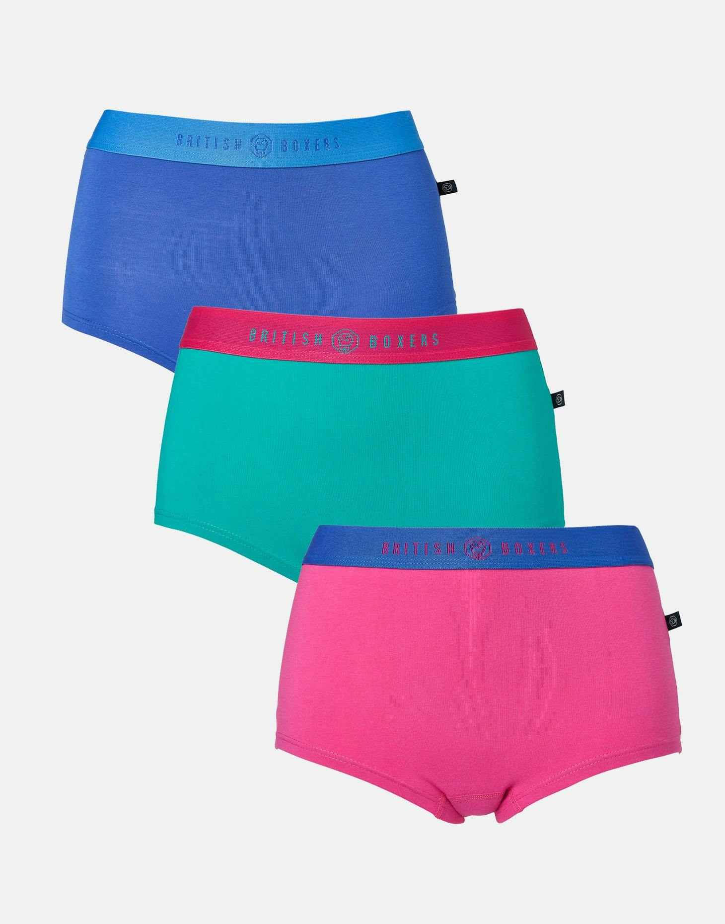 British Boxers Women's Three-Pack Cotton Hipster Boxer Briefs – Amusements - 4X-Large