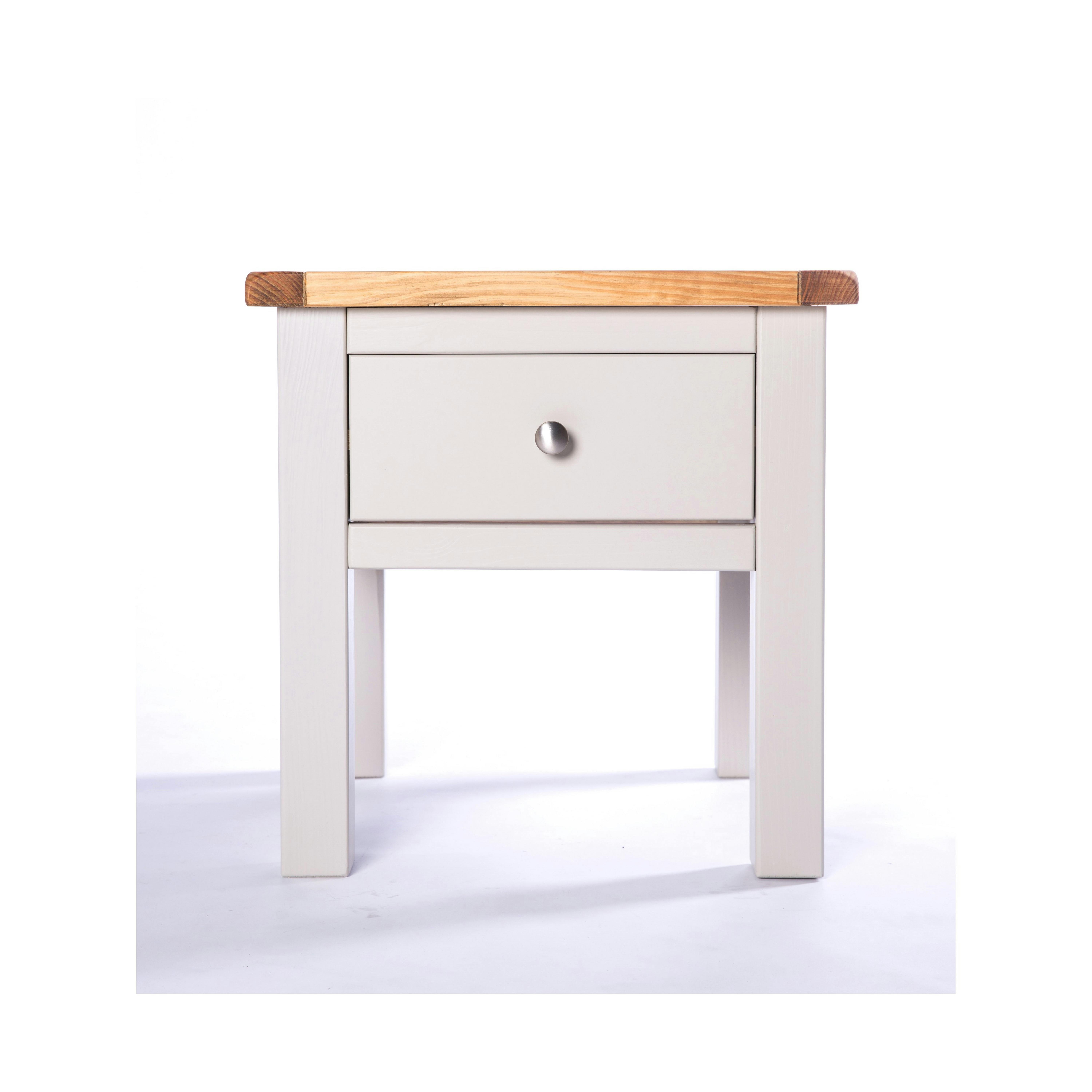 Rackhams Light/Grey Argenta 1 Drawer Side Table Satin Chrome Knob