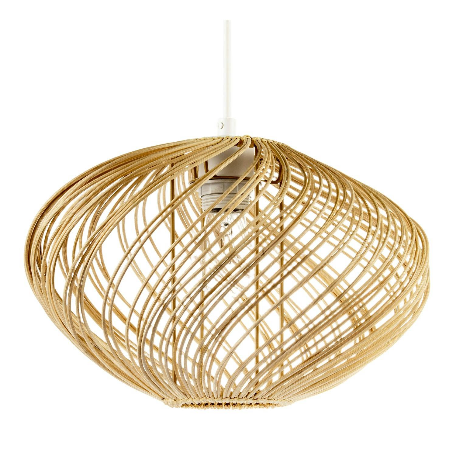 Rackhams Light Contemporary Spiral Rattan Pendant Shade With Natural Finish