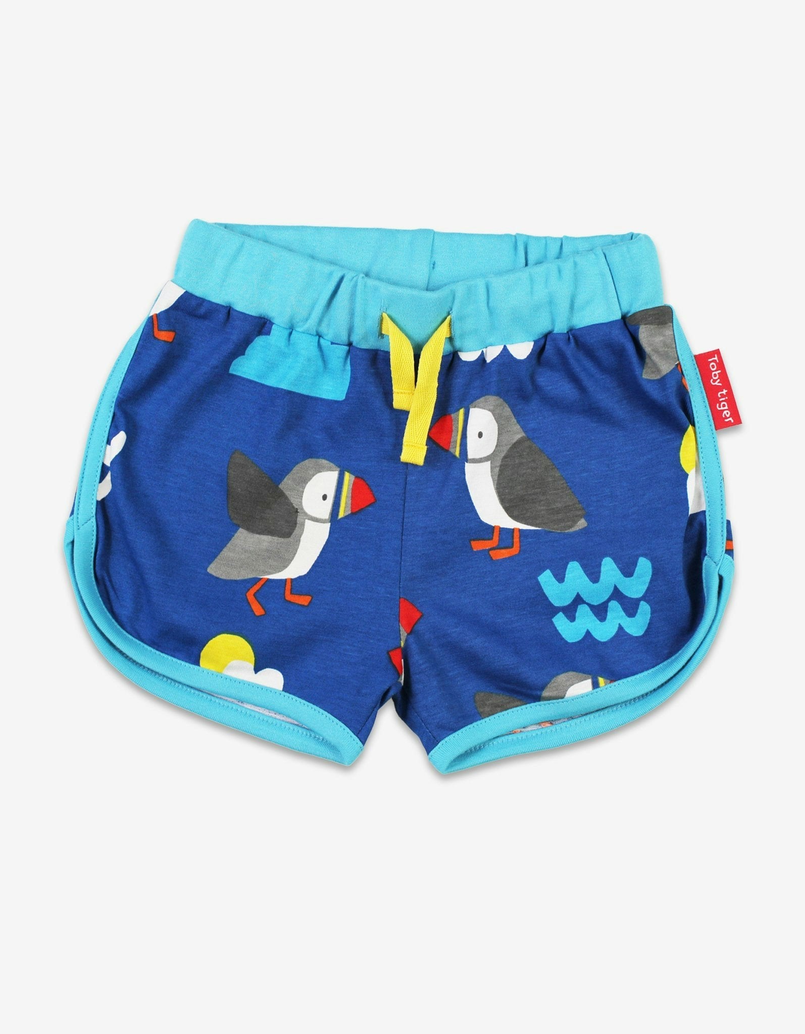 Toby Tiger Blue Organic Puffin Print Running Shorts - 18-24M / 92Cm