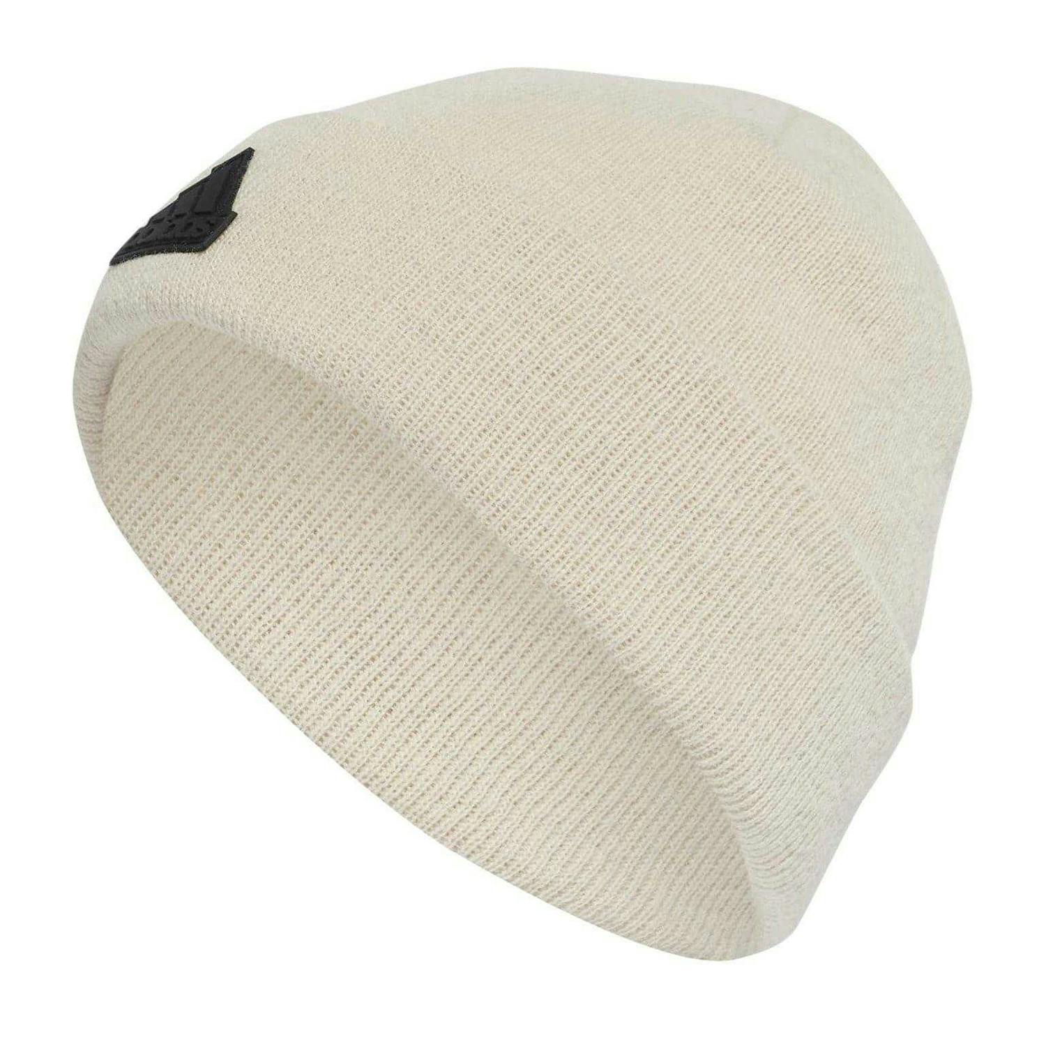 Adidas Men's Black Tec Bea Rubberised Logo Cold.rdy Beanie - Alumina/ - One Size - Alumina/ - 50% Polyester/50% Wool